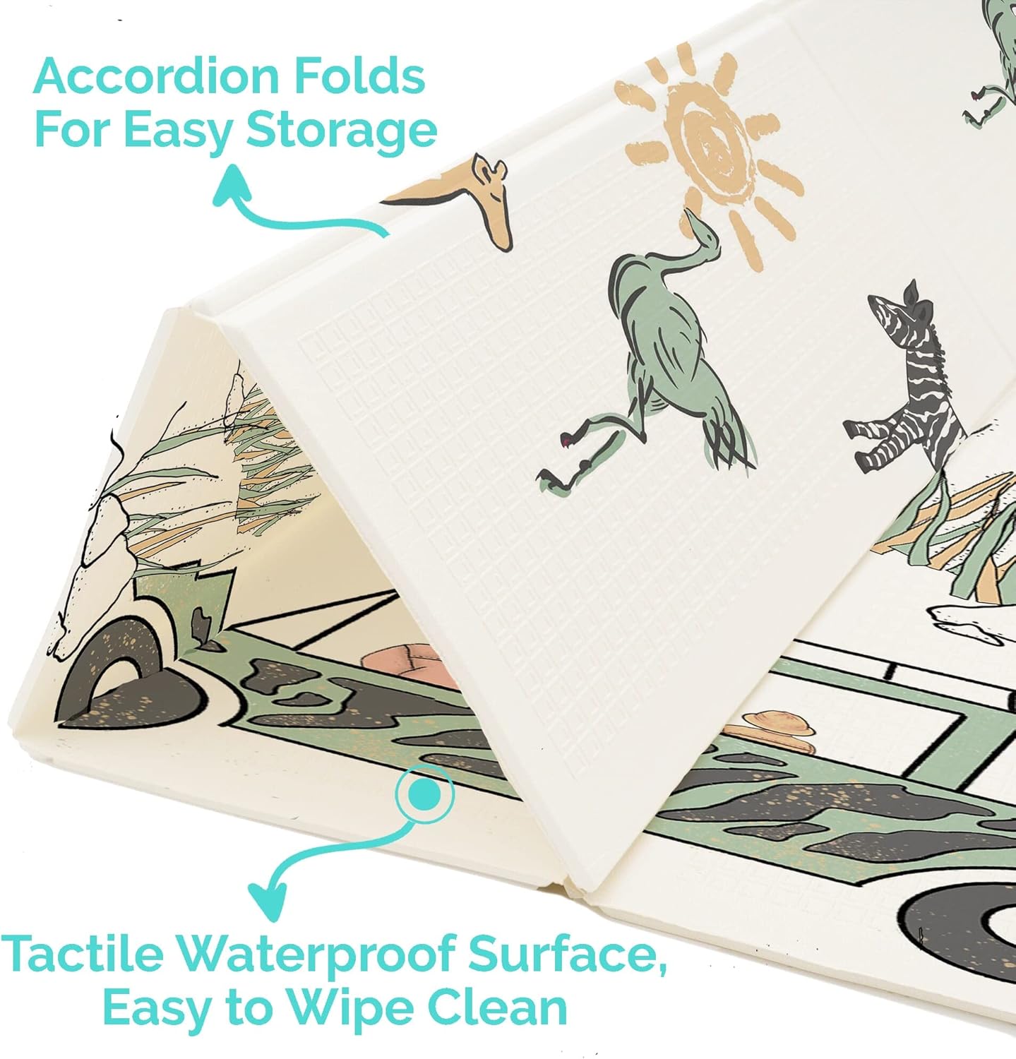 Large Safari Waterproof Foam Padded Play Mat for Babies