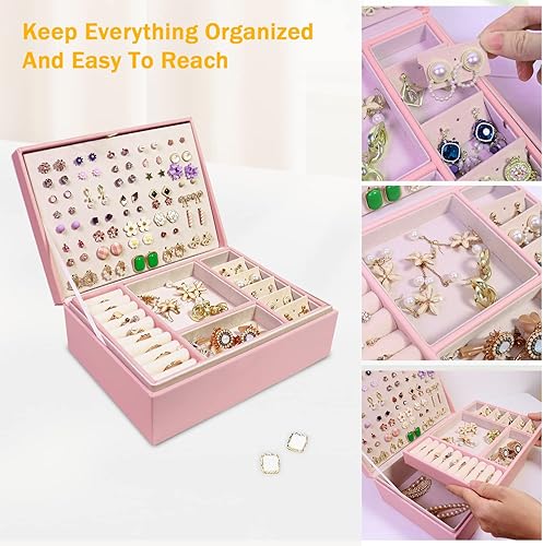 Miniatura 2 de Joyero para mujer, organizador de aretes, caja organizadora de joyas, cajas de almacenamiento de joyas, caja de joyería para aretes, caja de joyería