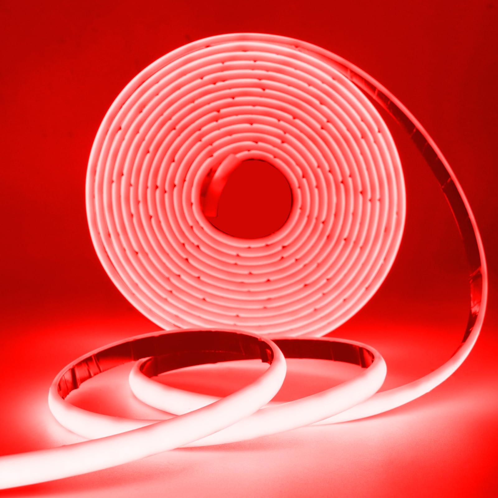 24V COB Neon Streifen 20m, 320LEDs/m Superhell Flexibler Rot COB Neon LED Band, Außen Wasserdichte IP68 Selbstklebendes Band, rot/weiss 2-adrig LED Lichterketten für Terrasse, Weihnachten