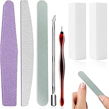 7pcs Nail Files and Buffers, Professional Nail File Kit, Buffer Block Sponge and Cuticle Pusher Professional Nail File, Suitable for Manicure and Nail Salon