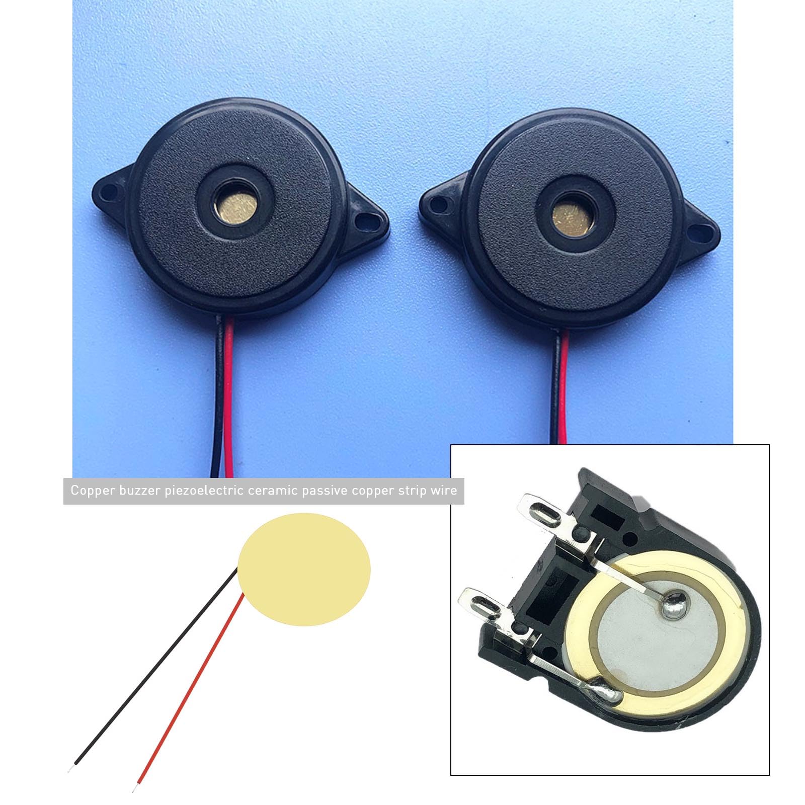 YINETTECH 10pcs 20mm Copper Disc Piezo Buzzer 2 Poles Buzzer Acoustic Pickup Transducer Elements for Touch Sensors Electronic Drum Triggers Buzzers - Image 2