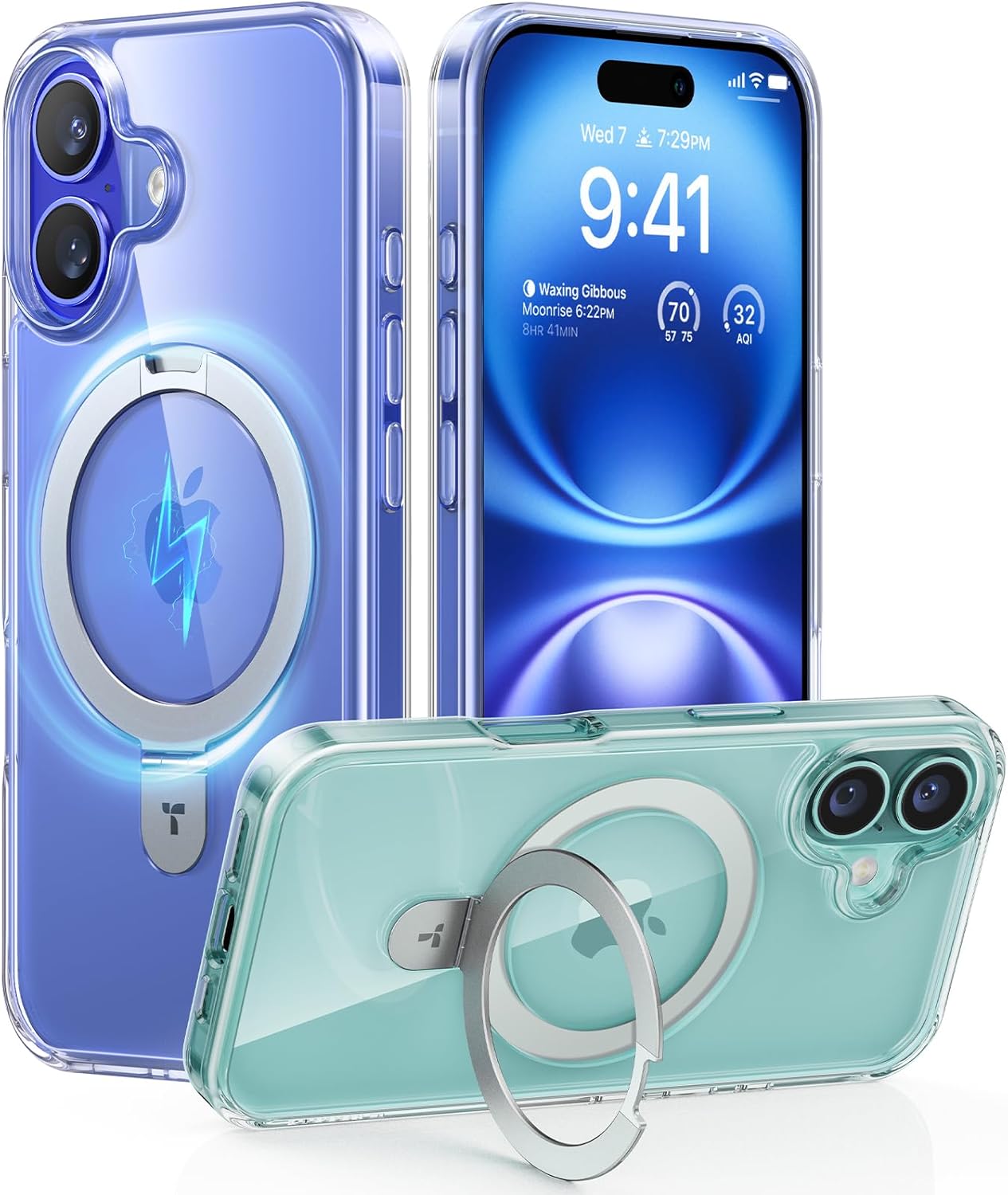 TORRAS Magnetic for iPhone 16 Case with Stand, Built-in Stand Compatible with MagSafe, 3X Military-Grade Protection, Translucent Slim Phone Case for iPhone 16 6.1'', Crystal Clear Crystal Clear iPhone 16 6.1 inch