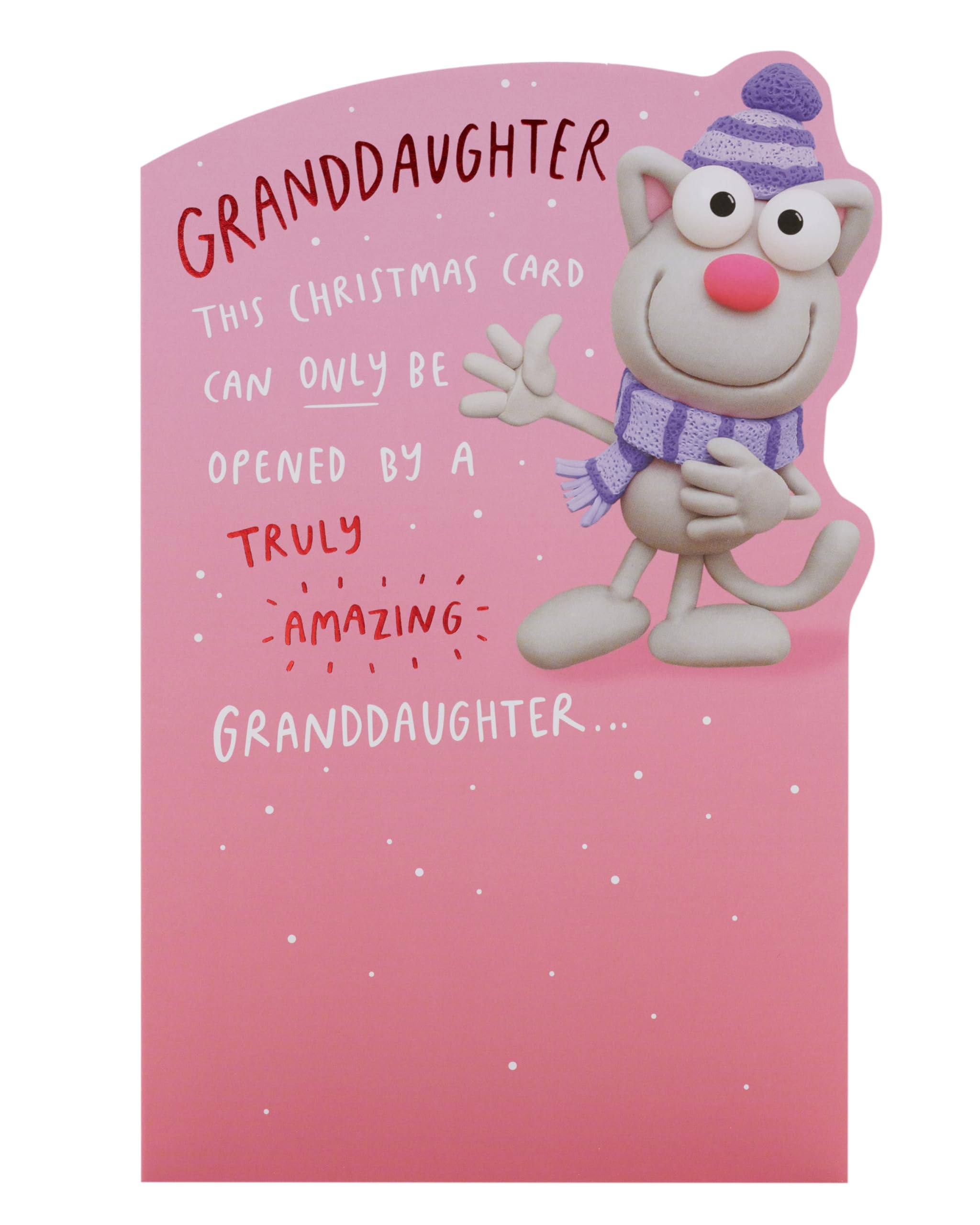 UK Greetings Christmas Card for Granddaughter - Cartoon Cat Design