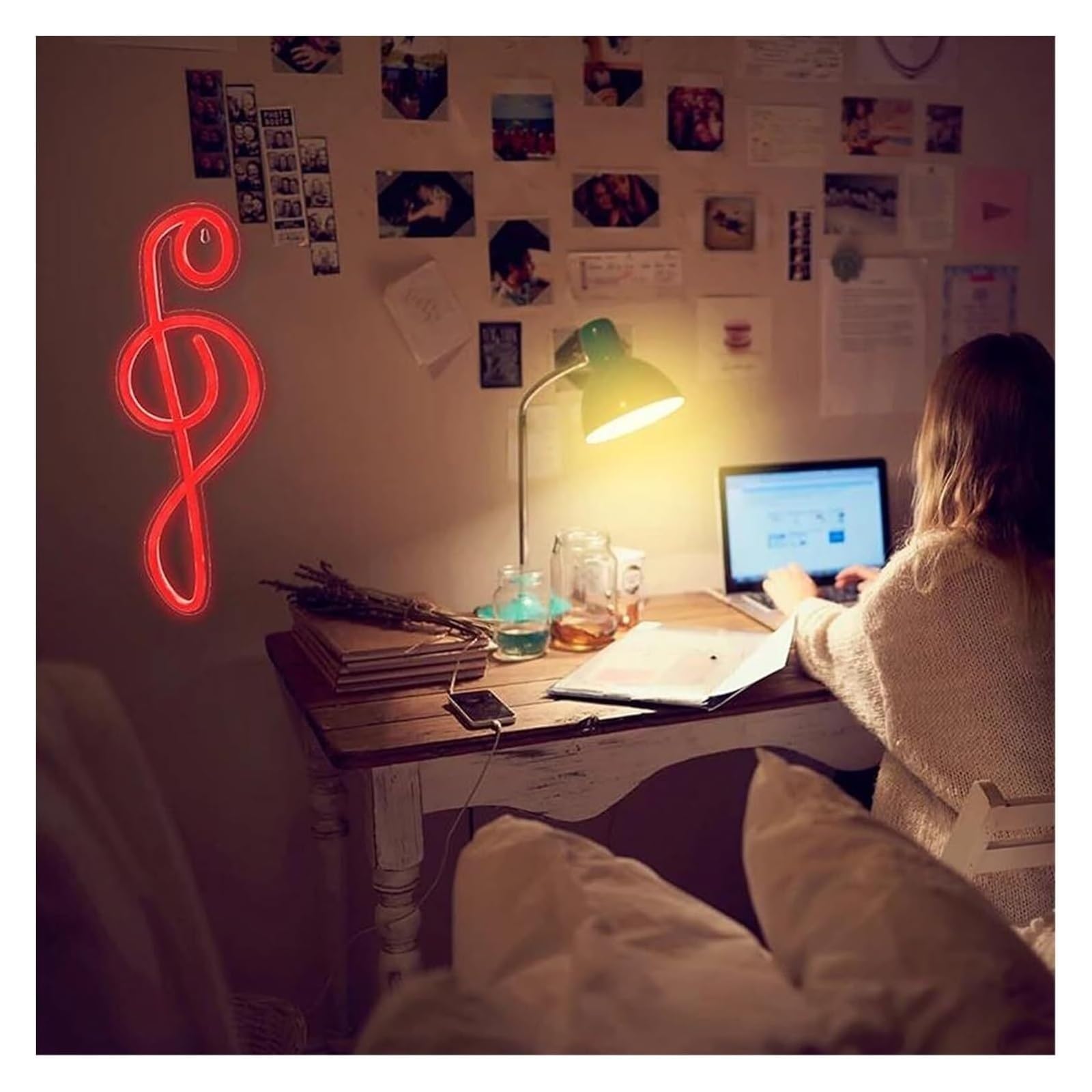 Insegne al neon artistiche da appendere Insegne al neon, luci a LED con note musicali, lampade da parete artistiche per camera letto, negozio, sala feste