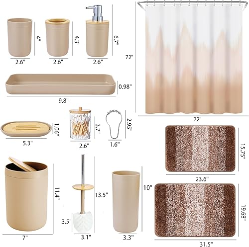 Vista 65 de iMucci Accesorios de baño, juego de baño negro con cortina de ducha y alfombra, cortina de ducha impermeable con alfombra ultra absorbente, juego