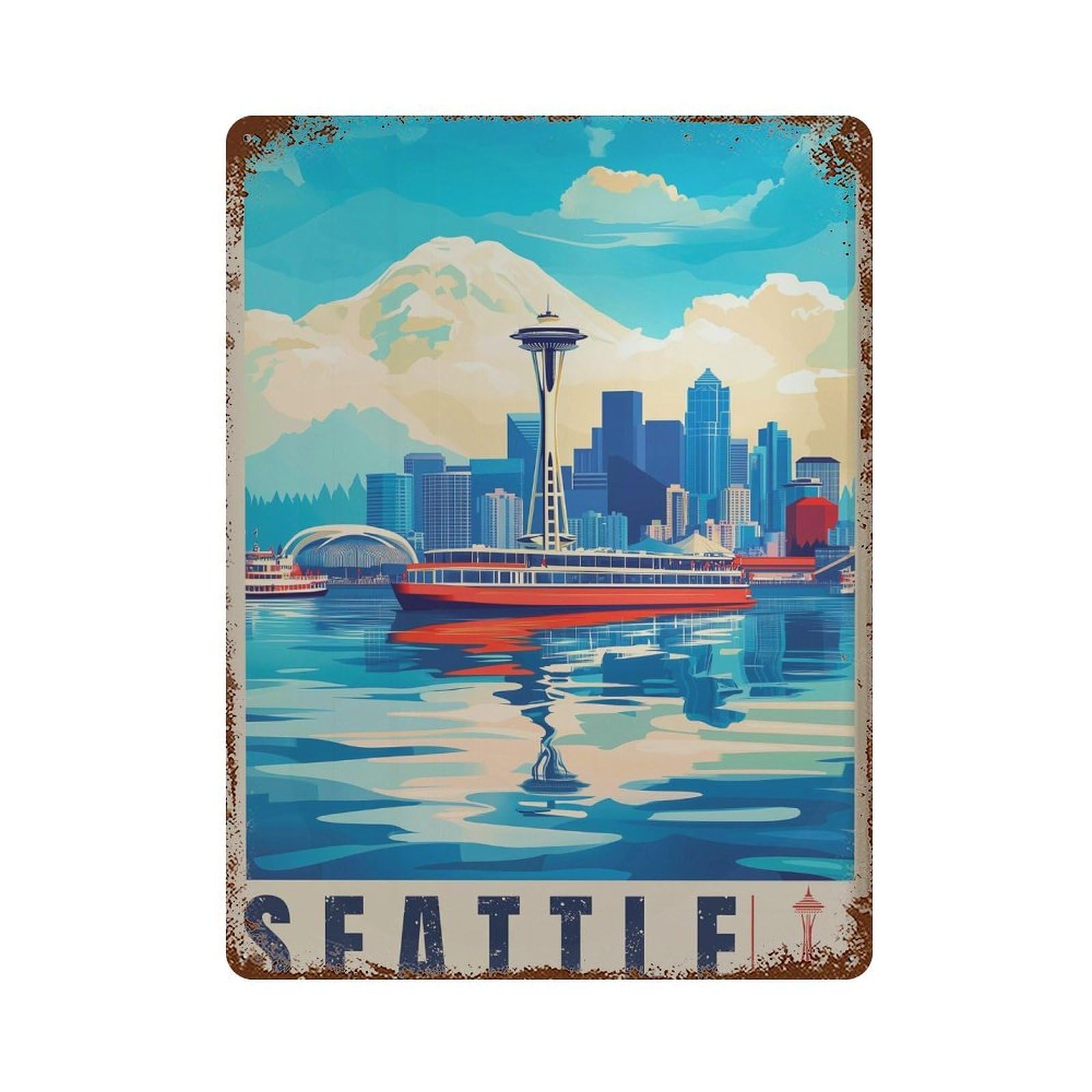 xiaoxiaoshen Seattle Travel Washington Wall Decor Art Metal Tin Poster Modern Home Decor Art Home Bar Shop Decorations Vintage Sign 40x30cm