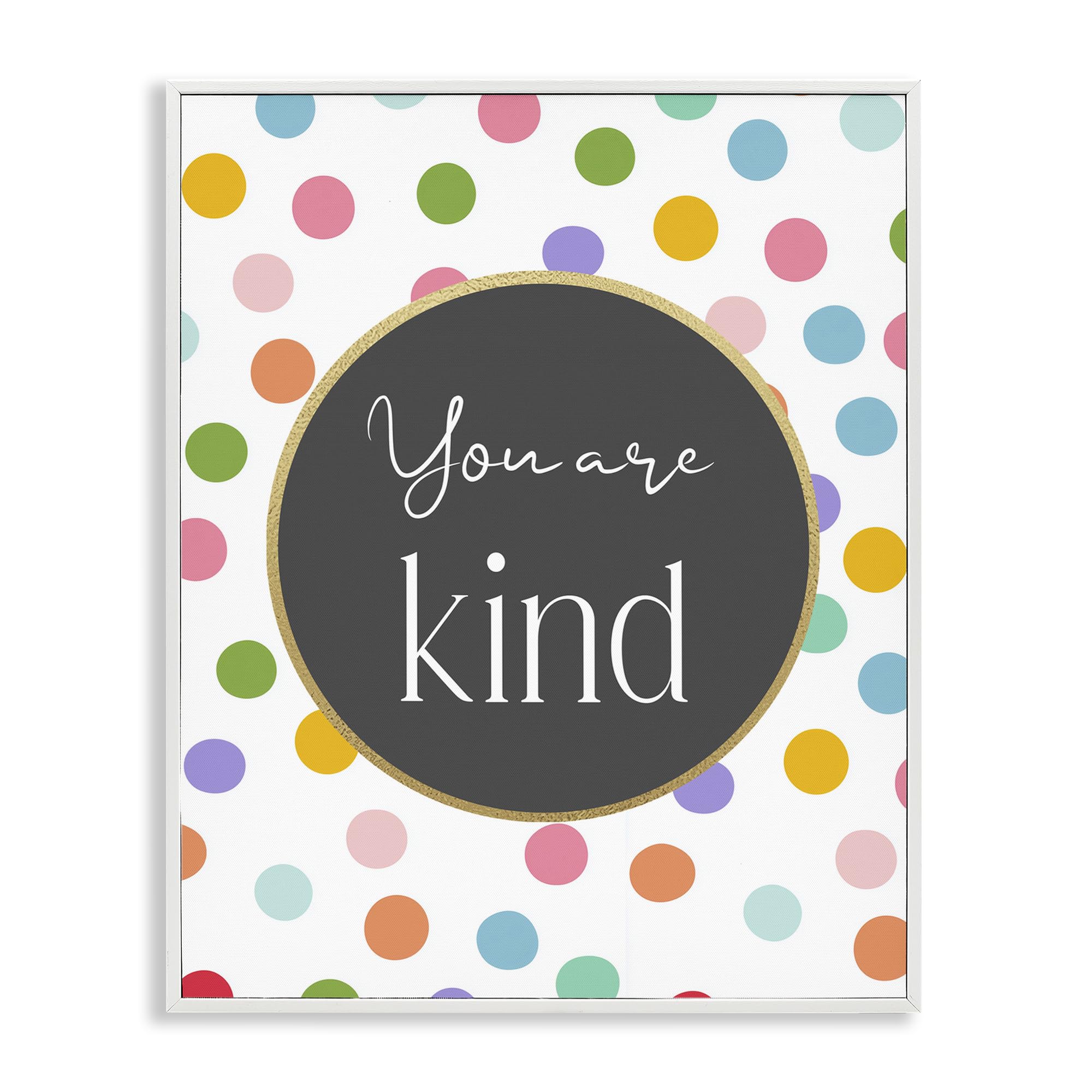 Stupell Industries Coastal White (Textured) 'You Are Kind Polka Dots'| Framed Giclee Art