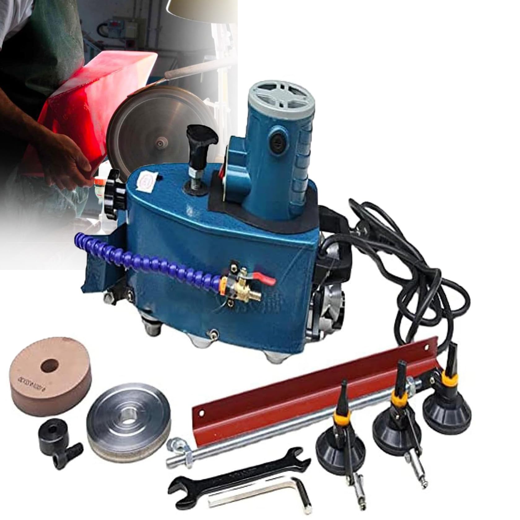 Molinillo eléctrico de borde de vidrio, máquina de bordes de 8000 r/min para biselado de acrílico, mármol, cerámica, pequeña recortadora portátil para acabado de precisión