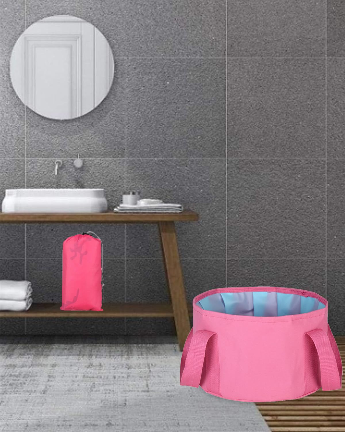 Pedicure Tub, Portable Collapsible Foot Tub for Soaking Feet with Handle, Folding Foot Leg Massager for Foot Spa, Footbath Pail Massage Soak Bucket, Foot Soak Tub for Outdoor Travel (Rose Red) Pedicure Tub, Portable Collapsible Foot Tub for Soaking Feet with Handle, Folding Foot Leg Massager for Foot Spa, Footbath Pail Massage Soak Bucket, Foot Soak Tub for Outdoor Travel (Rose Red)