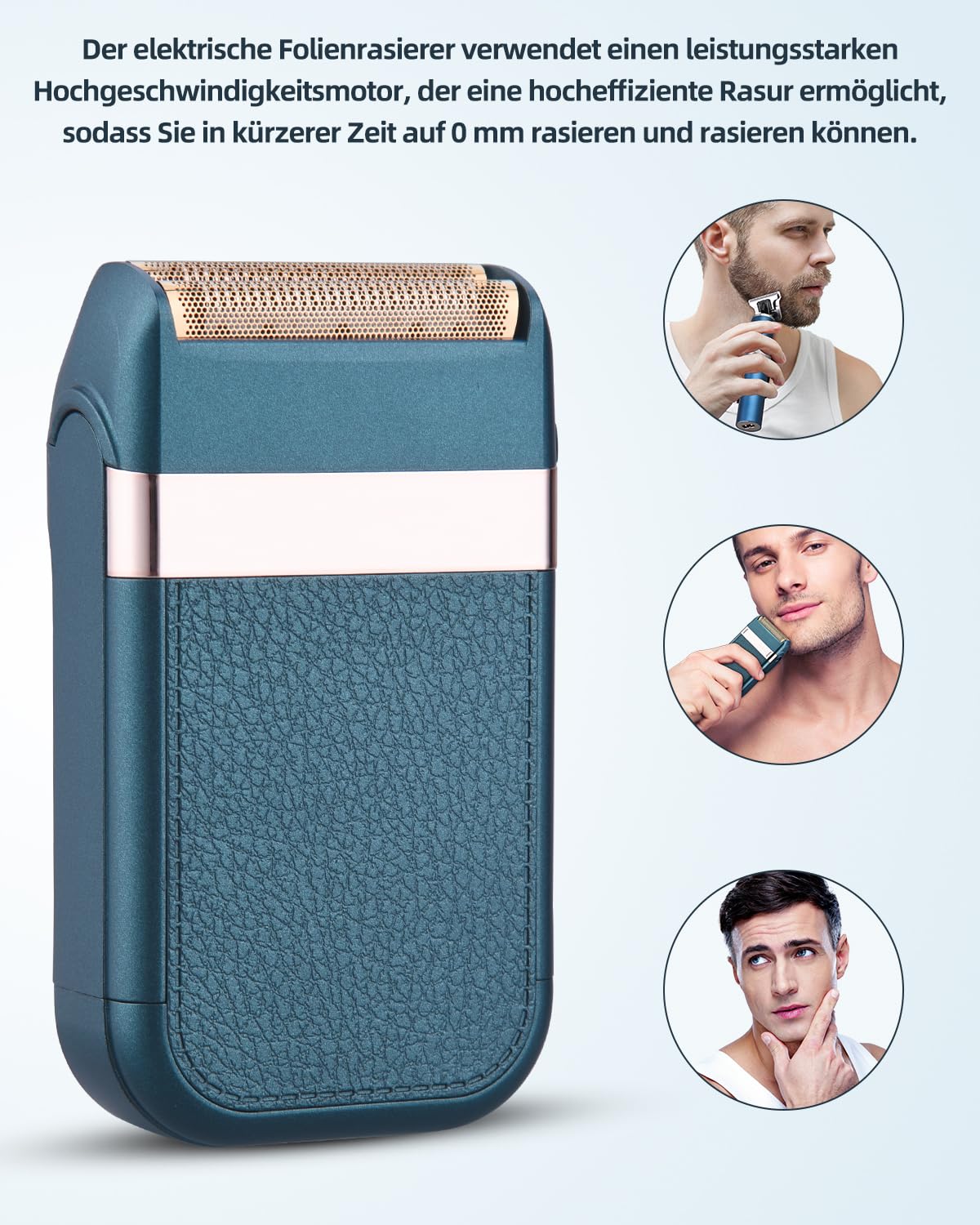 Rasierer Herren Elektrisch, Akku & USB-C Schnellladung, 90min, Folienrasierer Herren Wet & Dry, Elektrorasierer, Abnehmbar und waschbar, Reiserasierer Herren Null Maschine Haare
