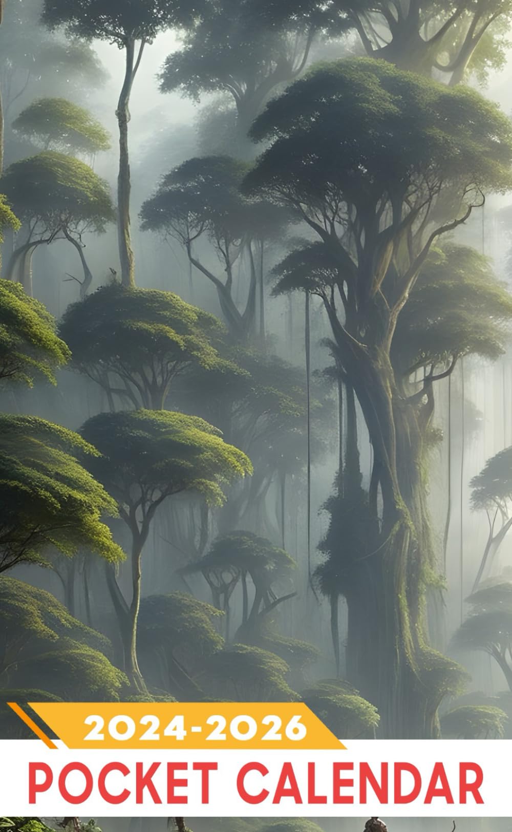 Pocket Calendar 2024 - 2026: Three-Year Monthly Planner for Purse , 36 Months from January 2024 to December 2026 | Dense jungle trees | Greg Rutkowski