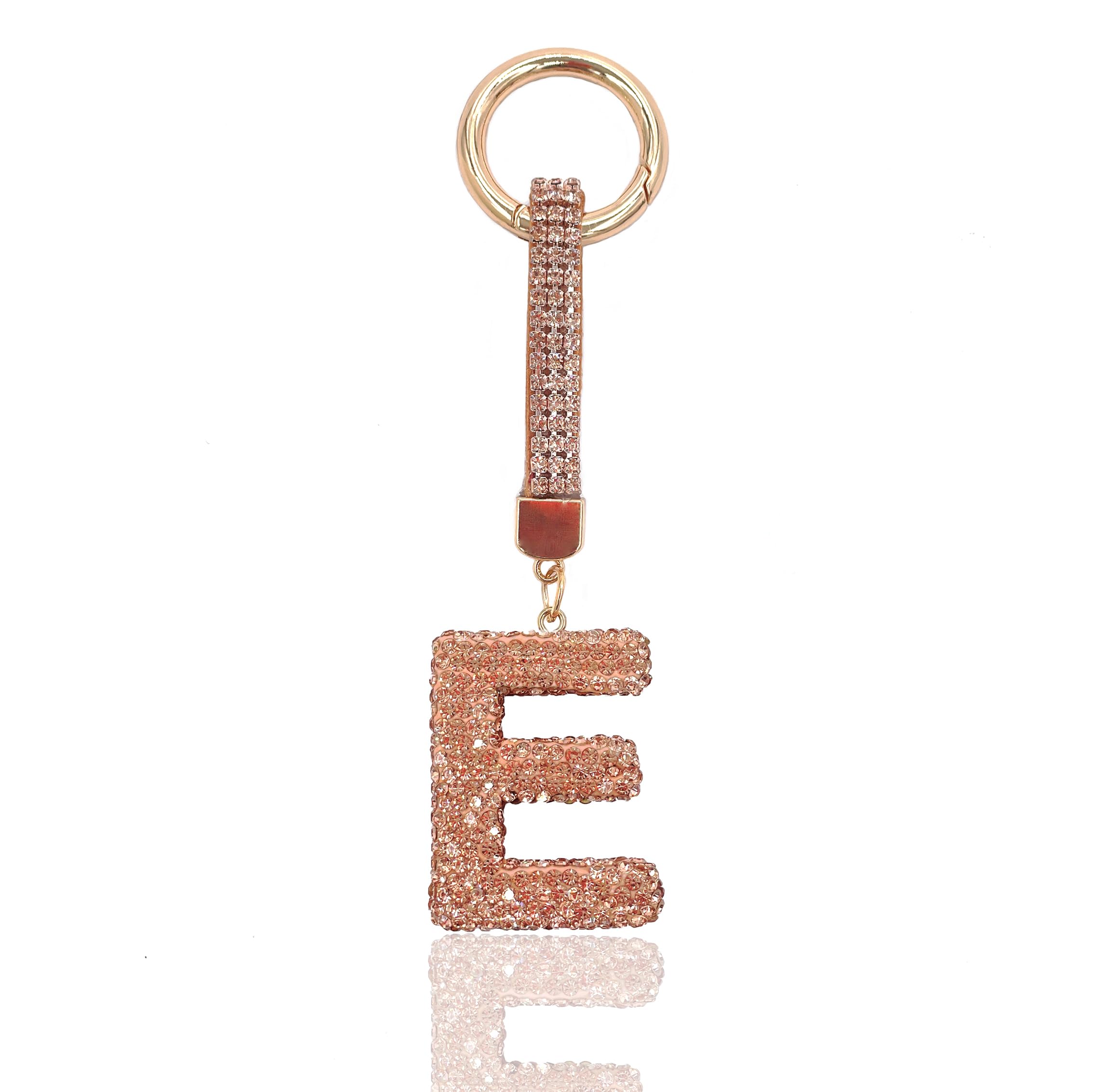 Gold Initial Letter Keychain Gift for Women Girls Bling Sparkly Cute Backpack Car Key Accessories