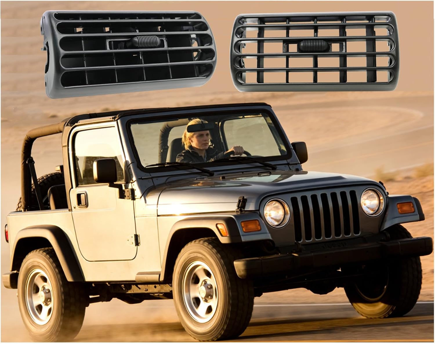 2PCS 5FS10DX9 5FS10LAZAB 5FS10LAZ Front Dash Center Console Air Vent Grilles Compatible with 1997-2006 Jeep Wrangler TJ 1997-2001 Cherokee