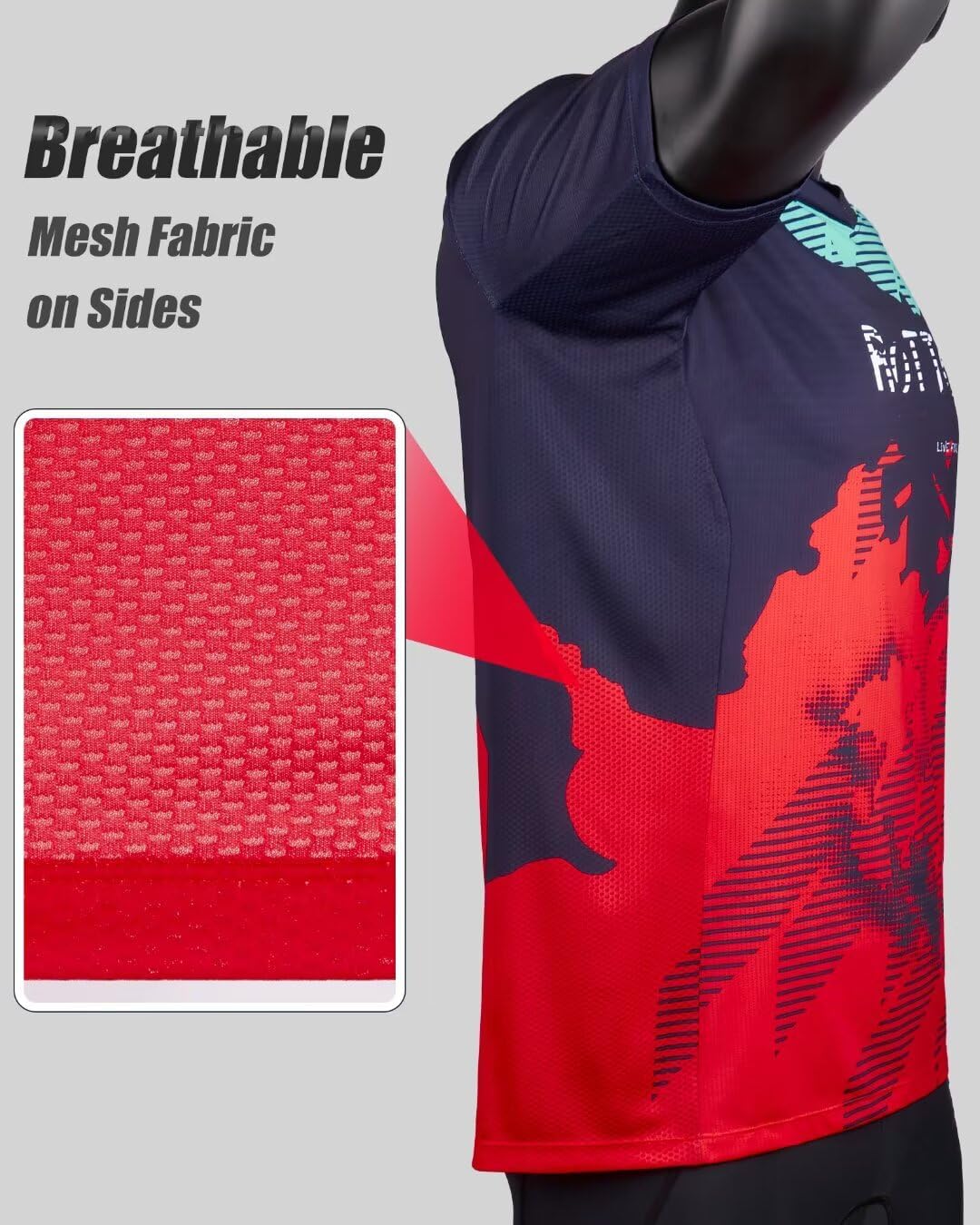 ROTTO Mens MTB Jersey Mountain Bike Cycling Shirt Short Sleeve for MTB BMX Downhill Wicking Quick Dry - Image 4