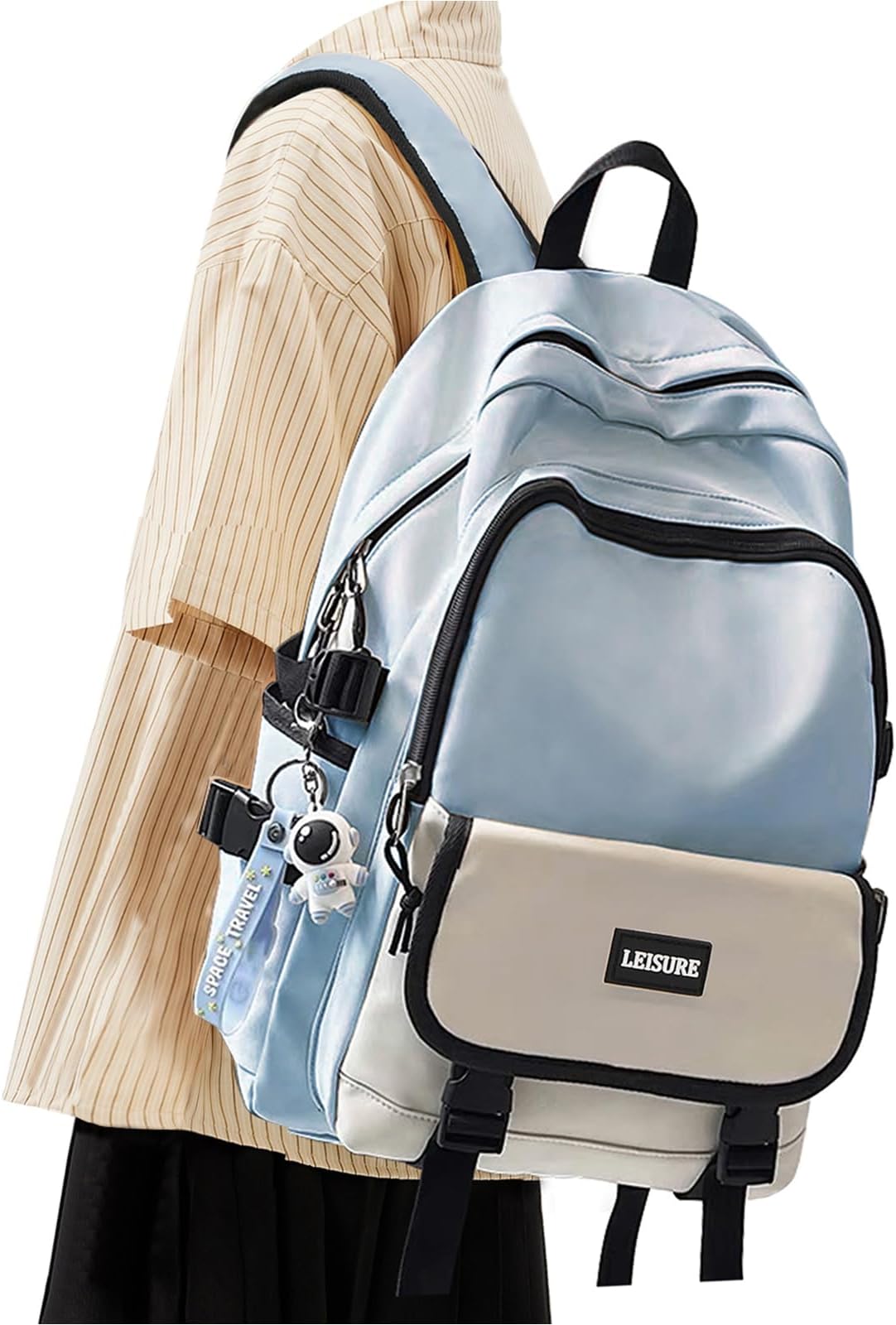 VECAVE Lightweight Backpack for Women Men, Travel Casual Daypack Laptop Rucksack, Waterproof College High Secondary Bookbag Daily Bag, Blue