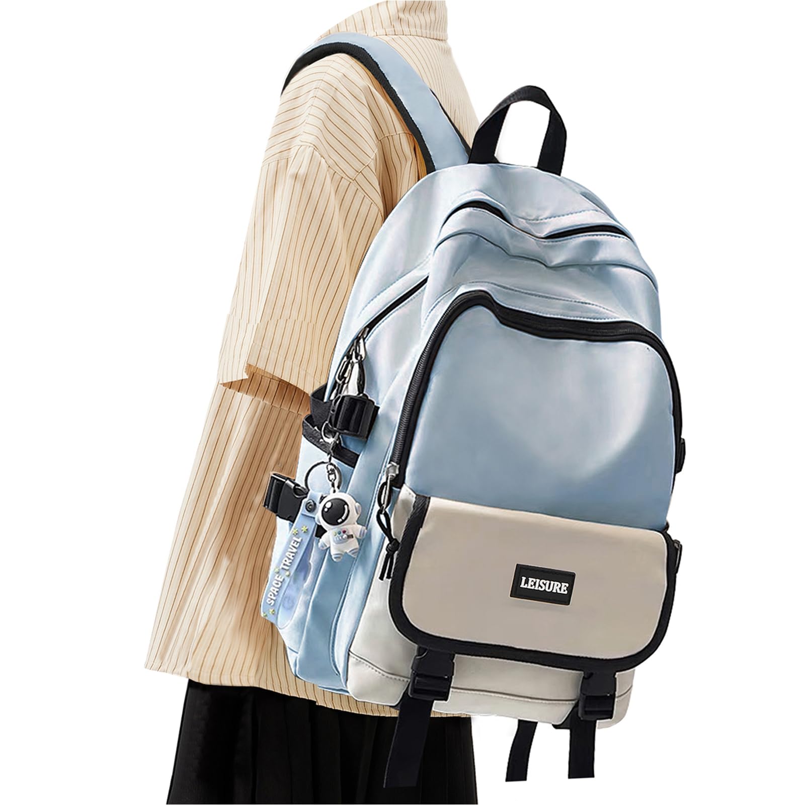 VECAVE Lightweight Backpack for Women Men, Travel Casual Daypack Laptop Rucksack, Waterproof College High Secondary Bookbag Daily Bag, Blue