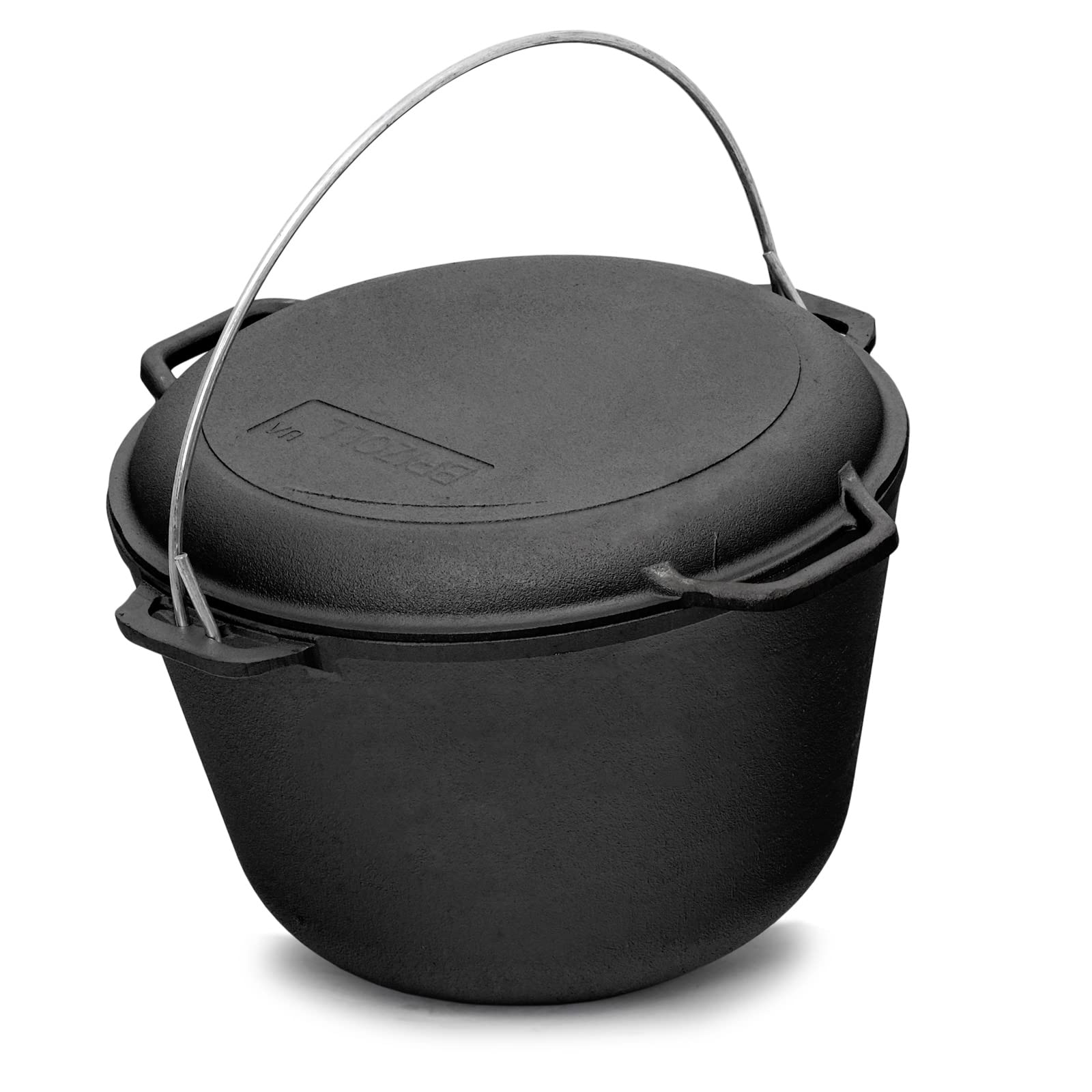 4BIG.fun Kazan de hierro fundido 8 L | Cacerola Kasan de camping Tapa de hierro fundido | Asia Wok Olla sartén con tapa para cocinas de inducción, cocina, grill, camping, jardín, barbacoa
