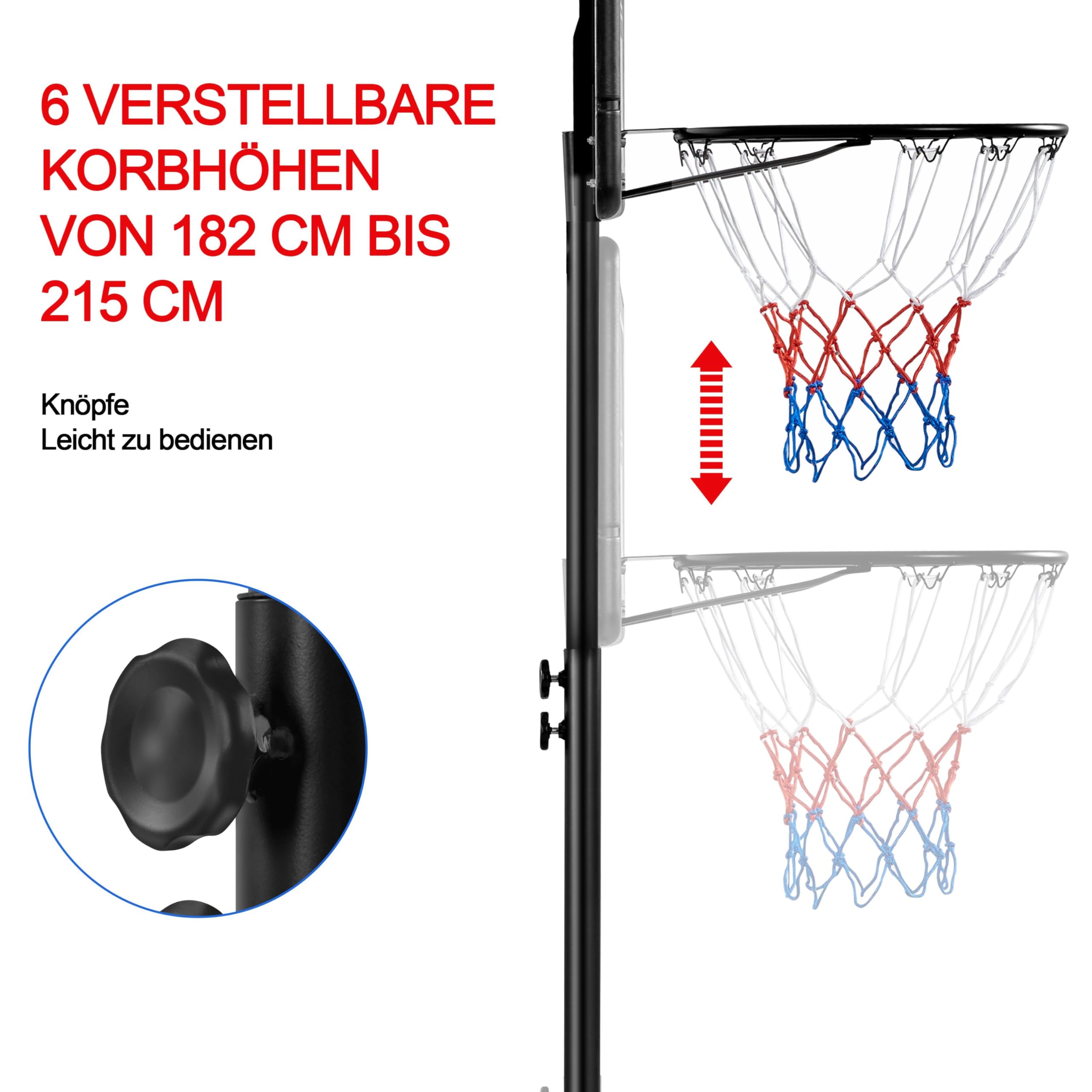 Yaheetech Basketballständer höhenverstellbar mit Rollen tragbar Standfuß wasser- oder sandbefüllbar Indoor Outdoor