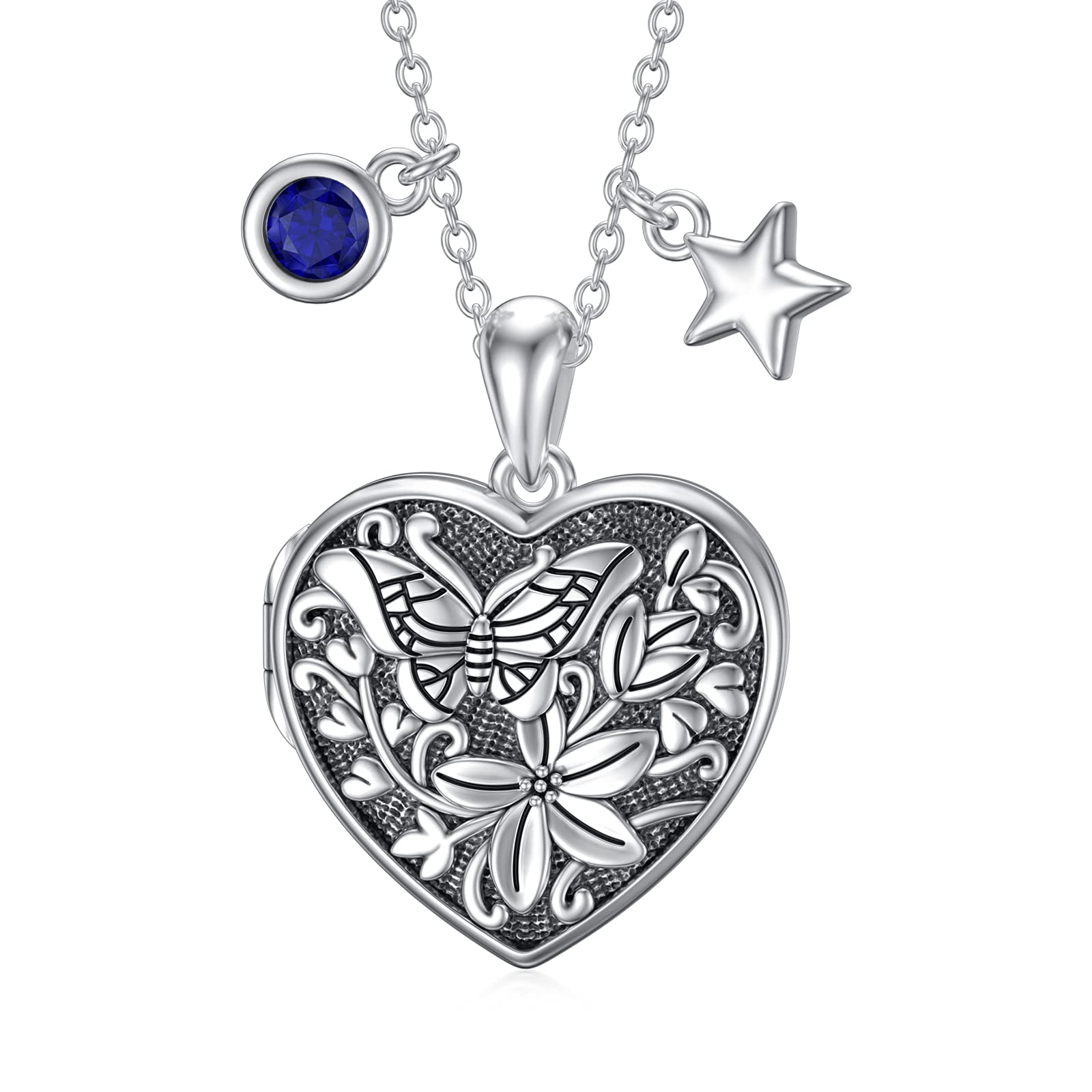 Heart Shaped Locket Necklace Butterfly and Corss Locket Necklace That Holds Pictures Photo Keep Some