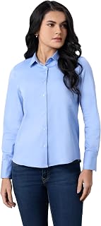 Women's Cotton Stretch Formal Shirt | Full Sleeve Button-Down | Regular Fit | Office-Wear | Desk-to-Dinner (Available in Plus Sizes)
