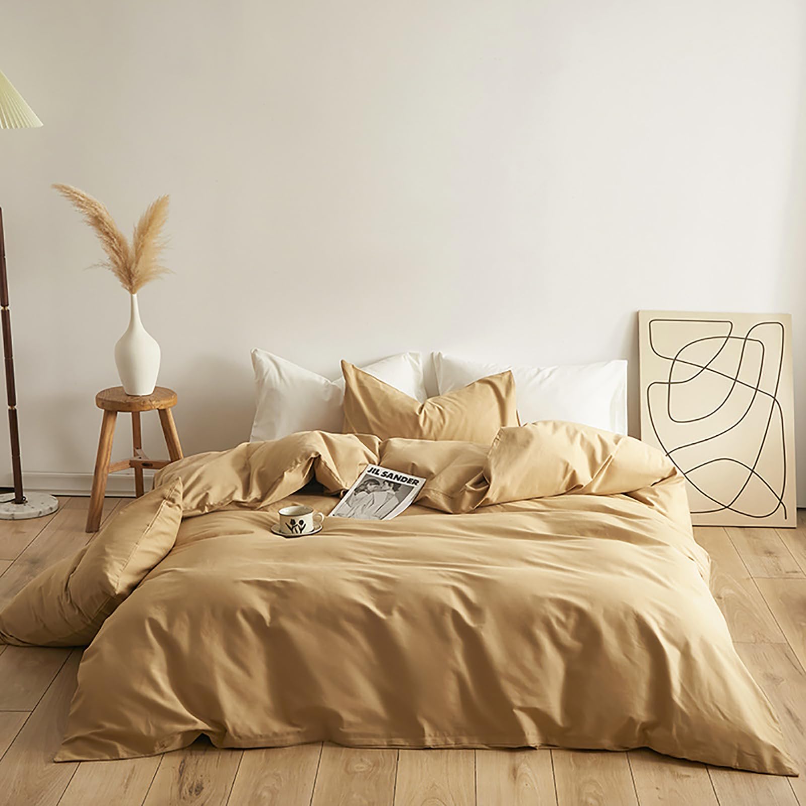 Luxlovery Beige Champagne Comforter Set Twin Khaki Bedding Comforter Set Champagne Taupe Color Soft Breathable Blanket Quilts 3 PCS Sand Color Bedding Set for Teens Kids Twin Size Comforter