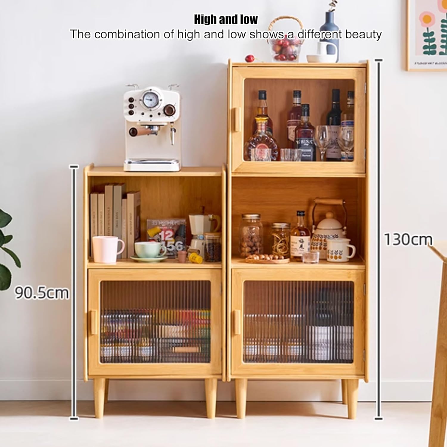 Wine Rack Freestanding Floor Liquor Cabinet Bar for Home Liquor and Wine Storage Wine Display Storage Shelves for Dining Room, Kitchen, Pantry, Cellar, Bar(Two Layers)