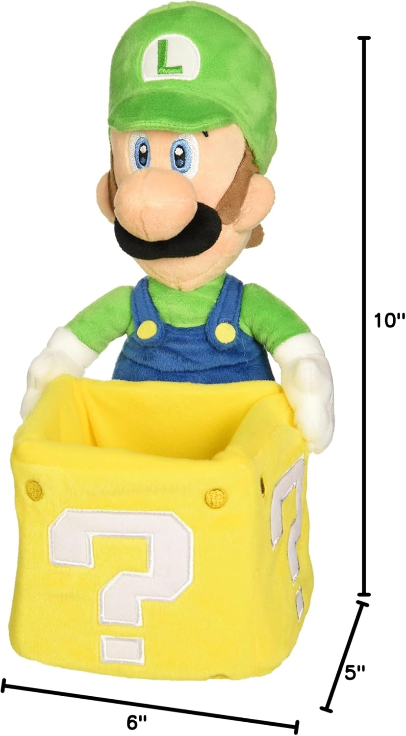 "Little Buddy Super Mario Bros. Luigi Holding Coin Block Stuffed Plush, 10""", multi-colored (1350)