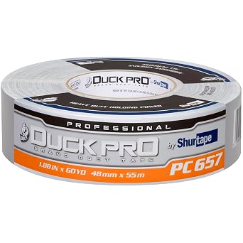 Shurtape Duck Pro Professional Grade, Heavy Duty, Co-Extruded Cloth Duct Tape for RV, Motorsports and Housing Assembly, 48mm x 60yd, 14.5 mil, Silver, 1 Count 105457