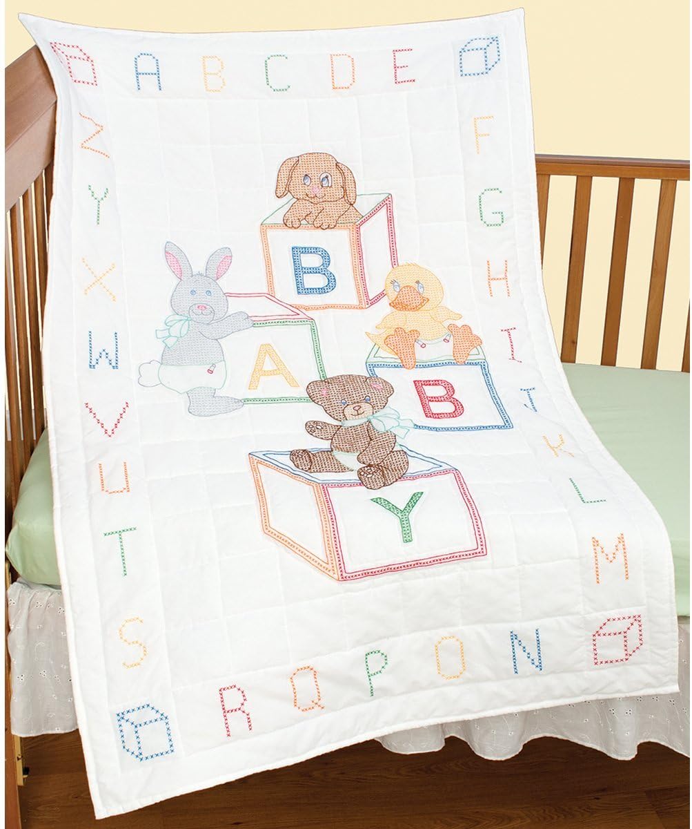 Jack Dempsey Needle Art Baby Blocks Crib Quilt Top