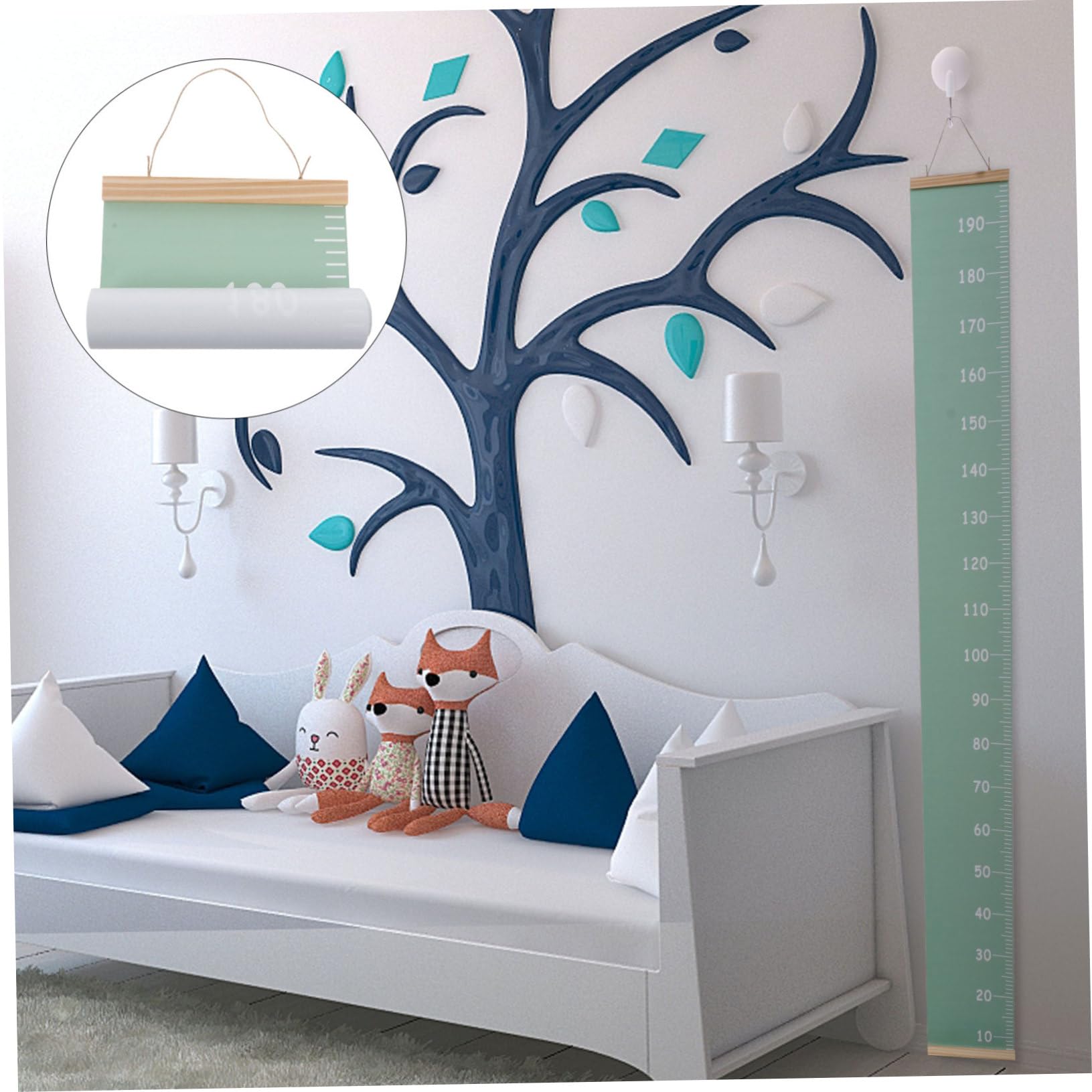 4piezas Regla De Crecimiento Infantil Para Decoración De Pared Medidor De Colgante Para Chart De Crecimiento Para Habitaciones Infantiles y Guarderías Avocado