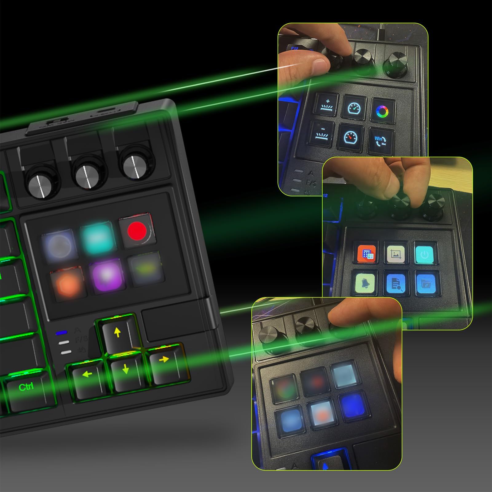 Tosuny Klawiatura Mechaniczna z 78 Klawiszami i funkcją AI, Programowalnymi Pokrętłami i Czerwonymi Przełącznikami, ergonomiczną klawiaturą do Gier z Podświetleniem RGB i ergonomiczną (BLACK)