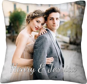 Custom Pillow Case with Picture, 22"x22" Personalized Velvet Pillow Cover with Photo Text, Customized Gifts for Boyfriend Girlfriend Family Pillow Insert Not Included