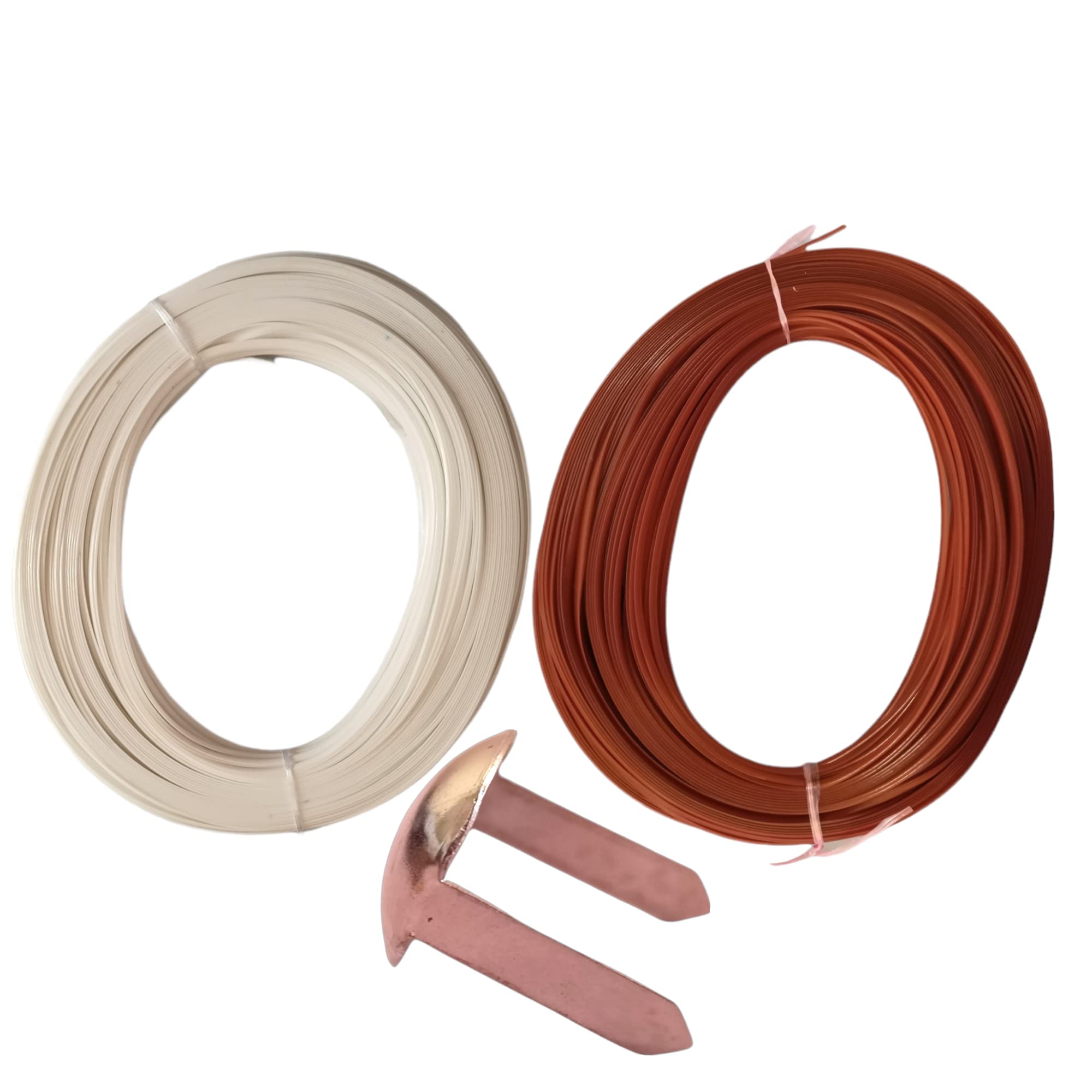 ADW CRAFT'S® Plastic Wire for Basket Making - White + Copper (2 Colours + 12 Buttons)