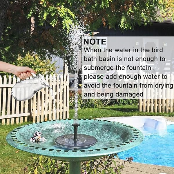 Solar Fountain for Bird Bath, Solar Powered Fountain Pump 1.5W Free Standing Floating Birdbath Water Pumps for Garden, Patio, Pond and Pool - 4
