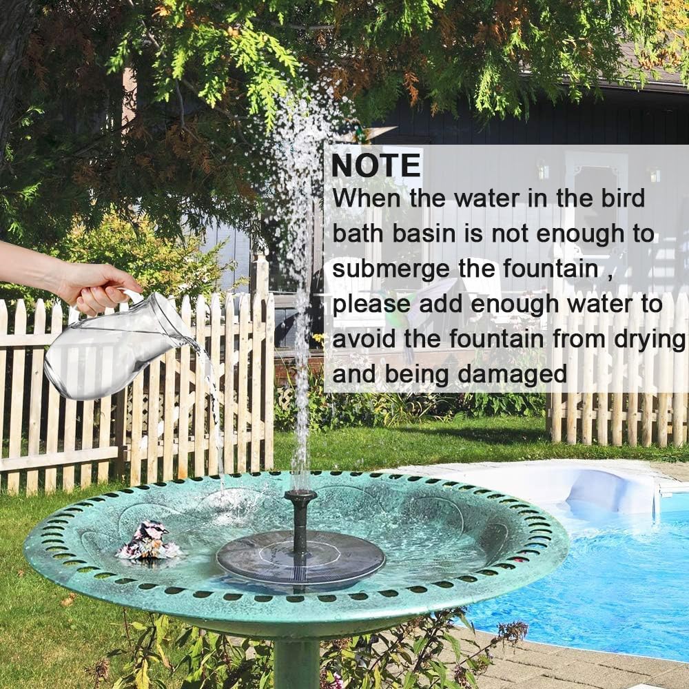 Solar Fountain for Bird Bath, Solar Powered Fountain Pump 1.5W Free Standing Floating Birdbath Water Pumps for Garden, Patio, Pond and Pool — view 4