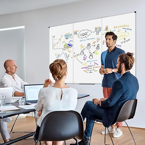Miniatura 4 de XBoard - Pizarra blanca magnética grande, borrado en seco, 24 x 18 pulgadas, de doble cara, para pared, bandeja de marcadores, tablero de