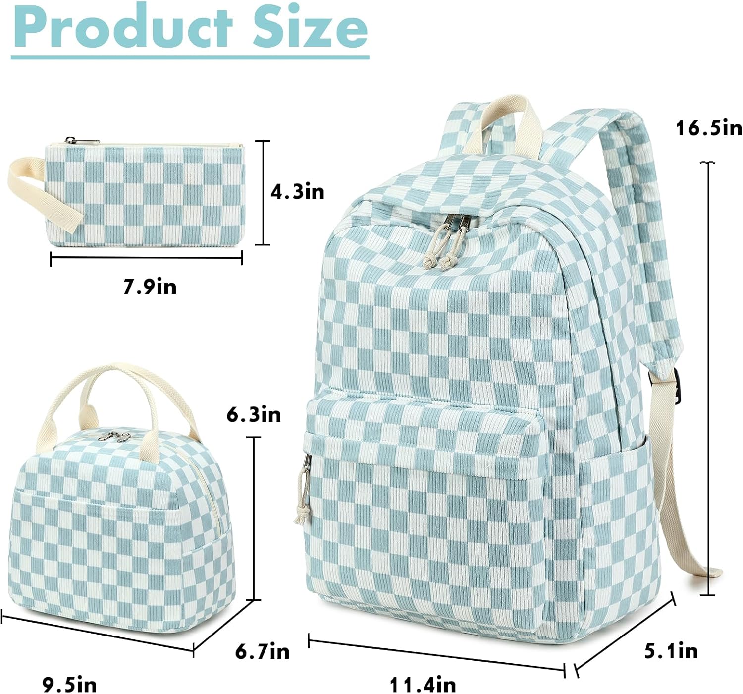 Bluboon School Backpack Set Girls Womens Laptop Bookbag Casual Daypack Fits 15 inch Laptop with Lunch Tote Bag and Pencil Bag - Image 7