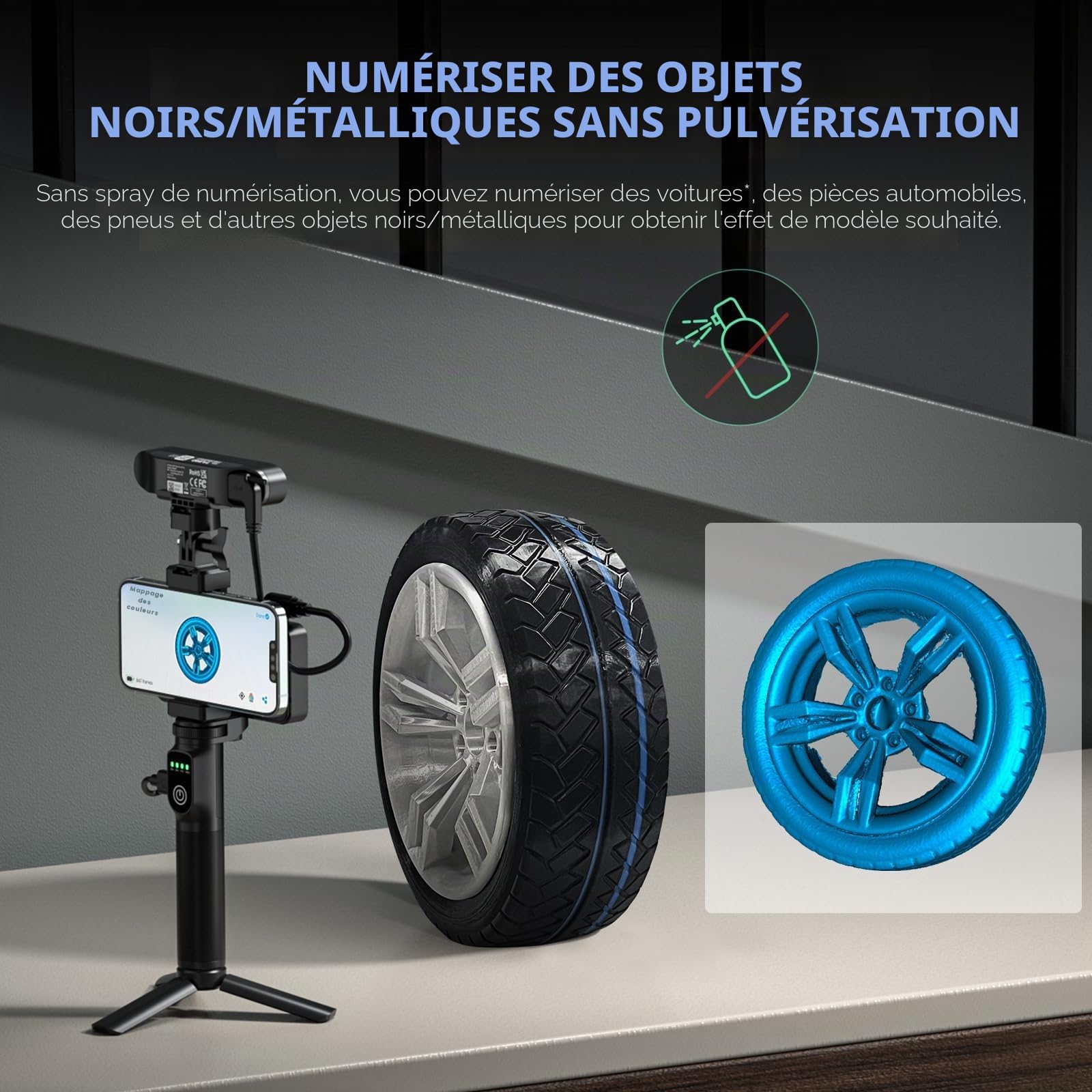 Creality CR-Scan Ferret Pro Scanner 3D portable pour imprimante 3D, modélisation d'impression 3D, précision 0,1 mm, numérisation couleur 24 bits, anti-shake, WiFi 6, pour Android IOS Phone PC Mac Win