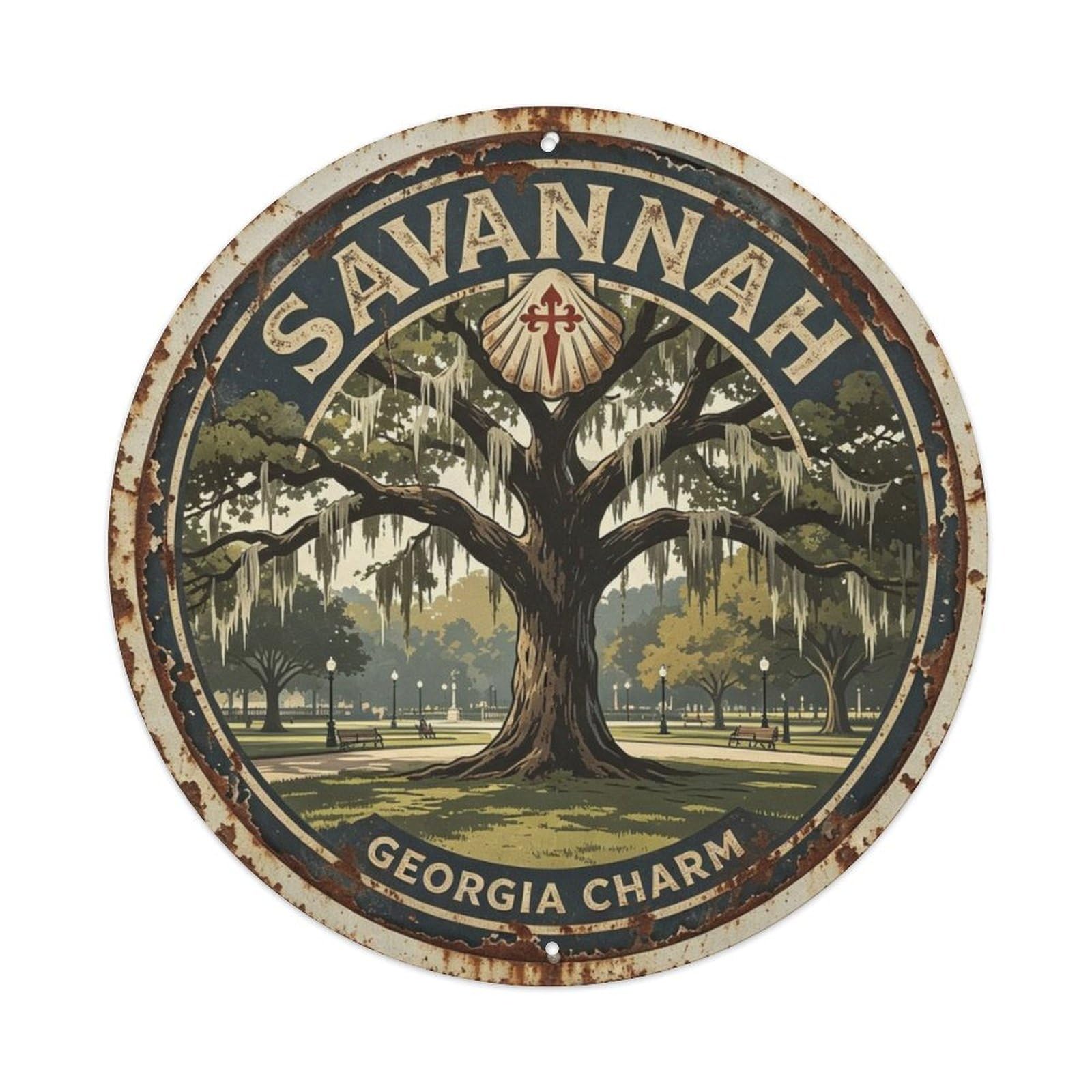 Savannah Georgia Charm Metal Tin Sign Plaque