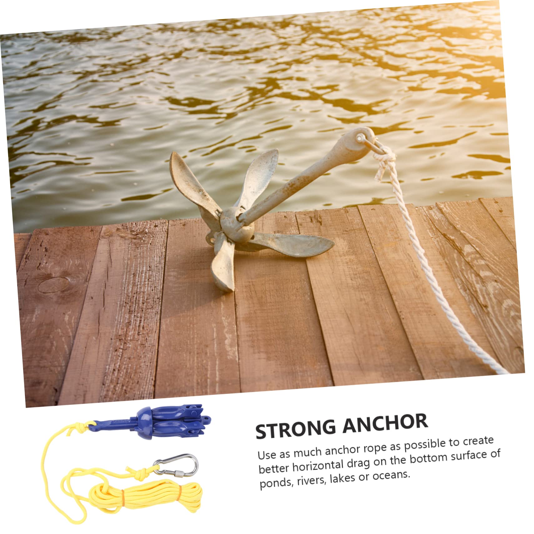 POPETPOP Durable Tins Folding Canoe Anchor Compact Motion Anchor for Kayaks Sailboats and Motorboats and Bottoms Easy to Store and Carry Accessories Blue