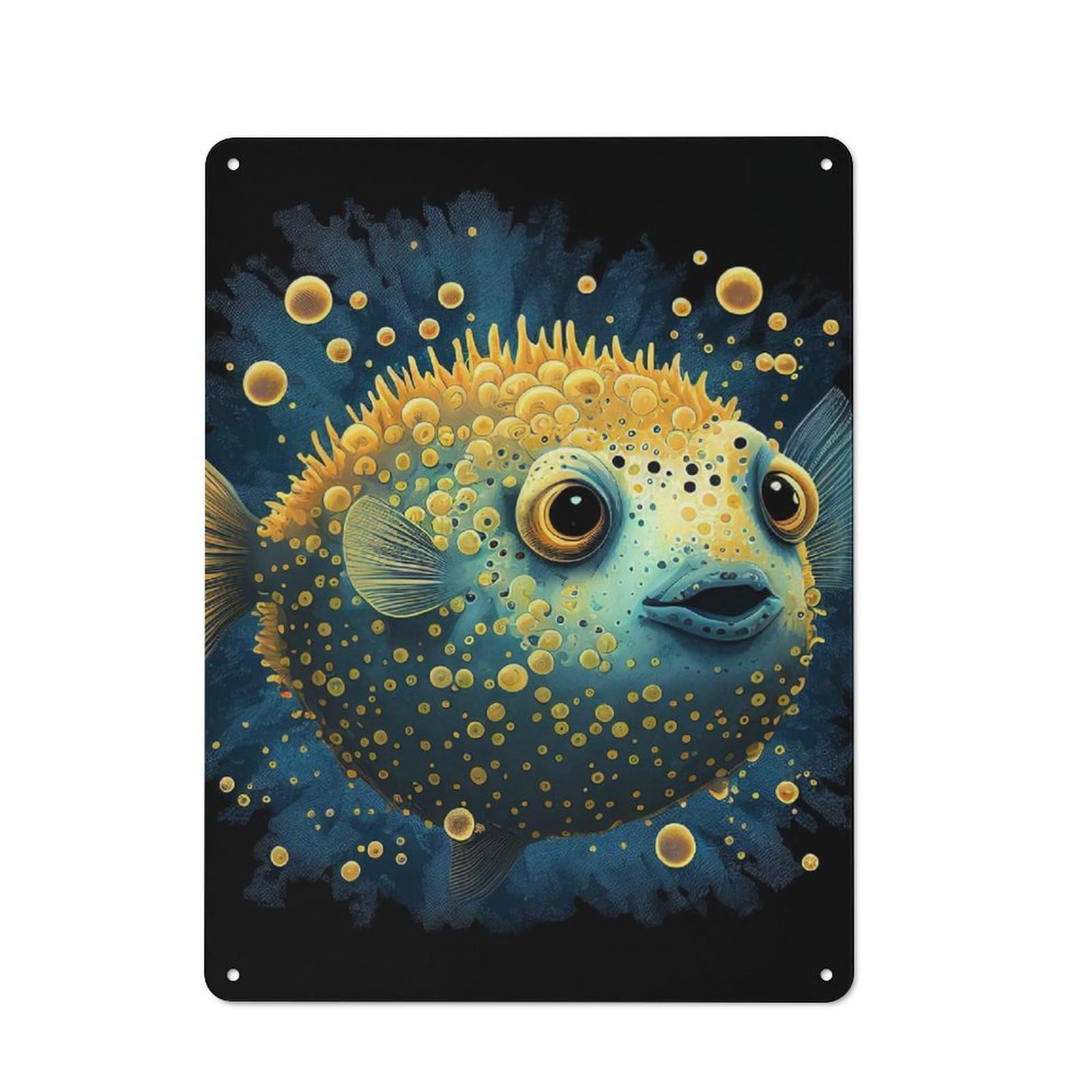 Junmoney Pufferfish Fish Animal Metal Wall Sign 40X30cm Featuring For Workshop Wall, For Makers And Diy Enthusiasts