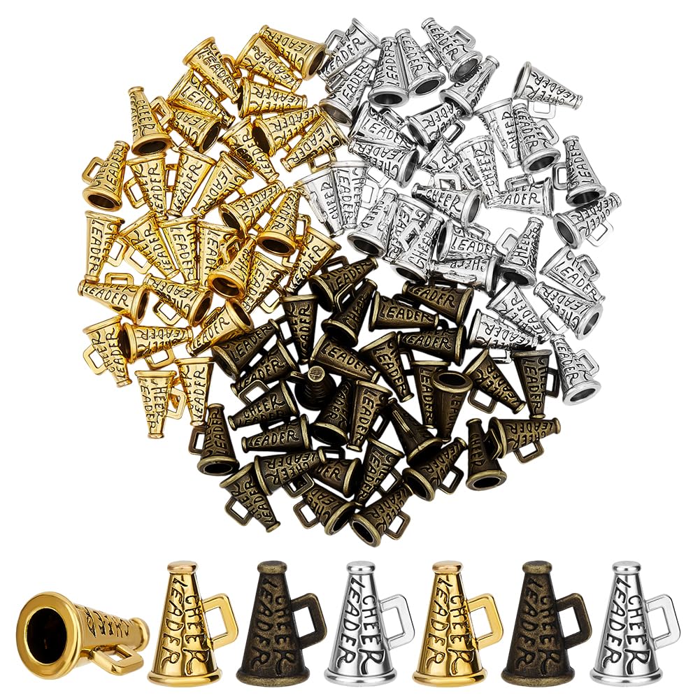 PH PandaHall 90PCS Megaphone Cheer Charms 3 Styles Loudspeaker Dangle Pendants Mini Cheerleading Trumpet Charms Tibetan Horn Charm for Footabll Sport Crafts Necklace Bracelet Jewellery Making