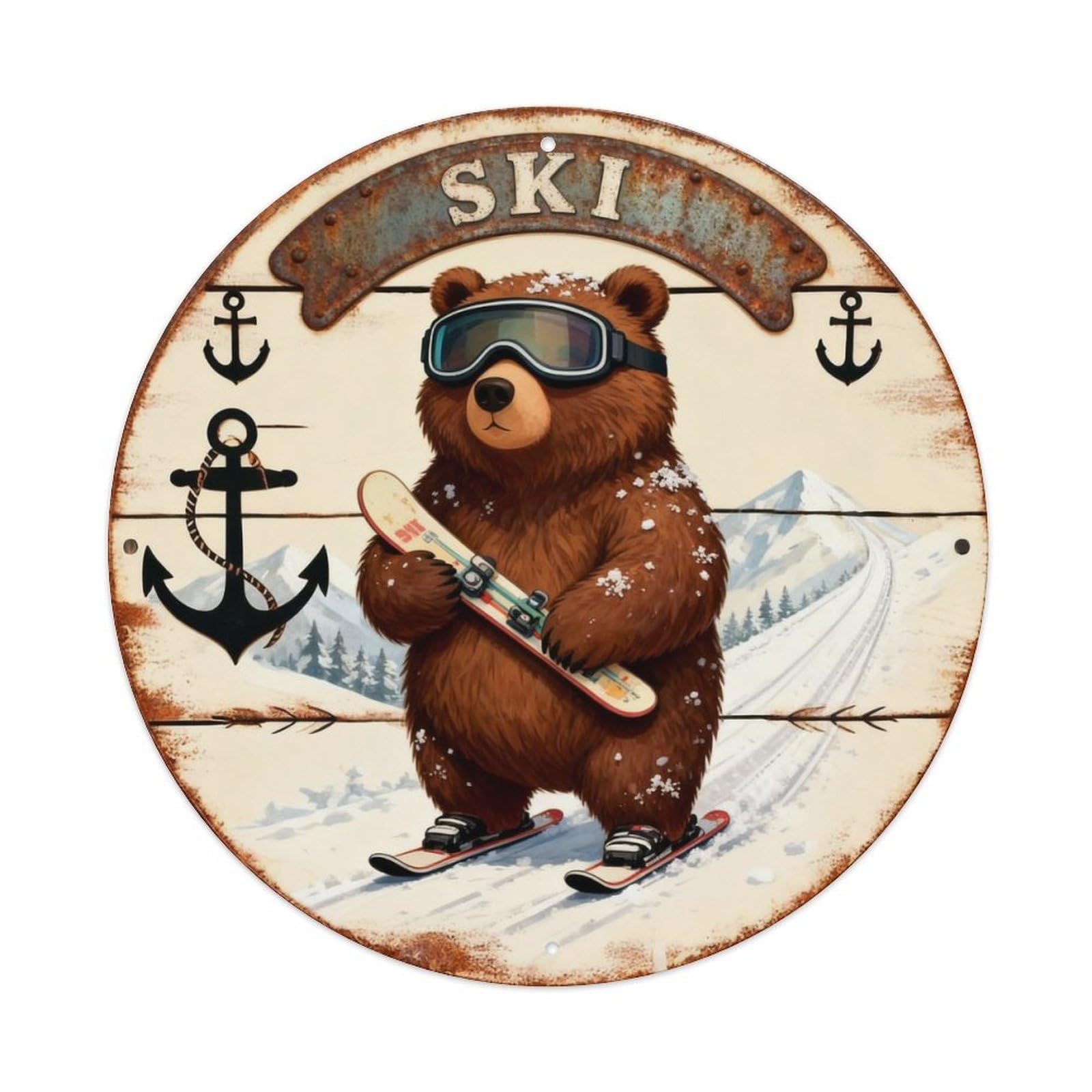 Ski Sign Metal Tin Sign Plaque