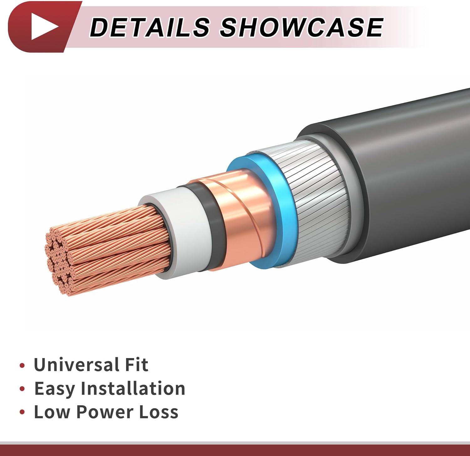 1 Pc Battery Inverter Cable Battery Cable 5/16" Lug 1/0 AWG Gauge 6FT Red Tinned Copper