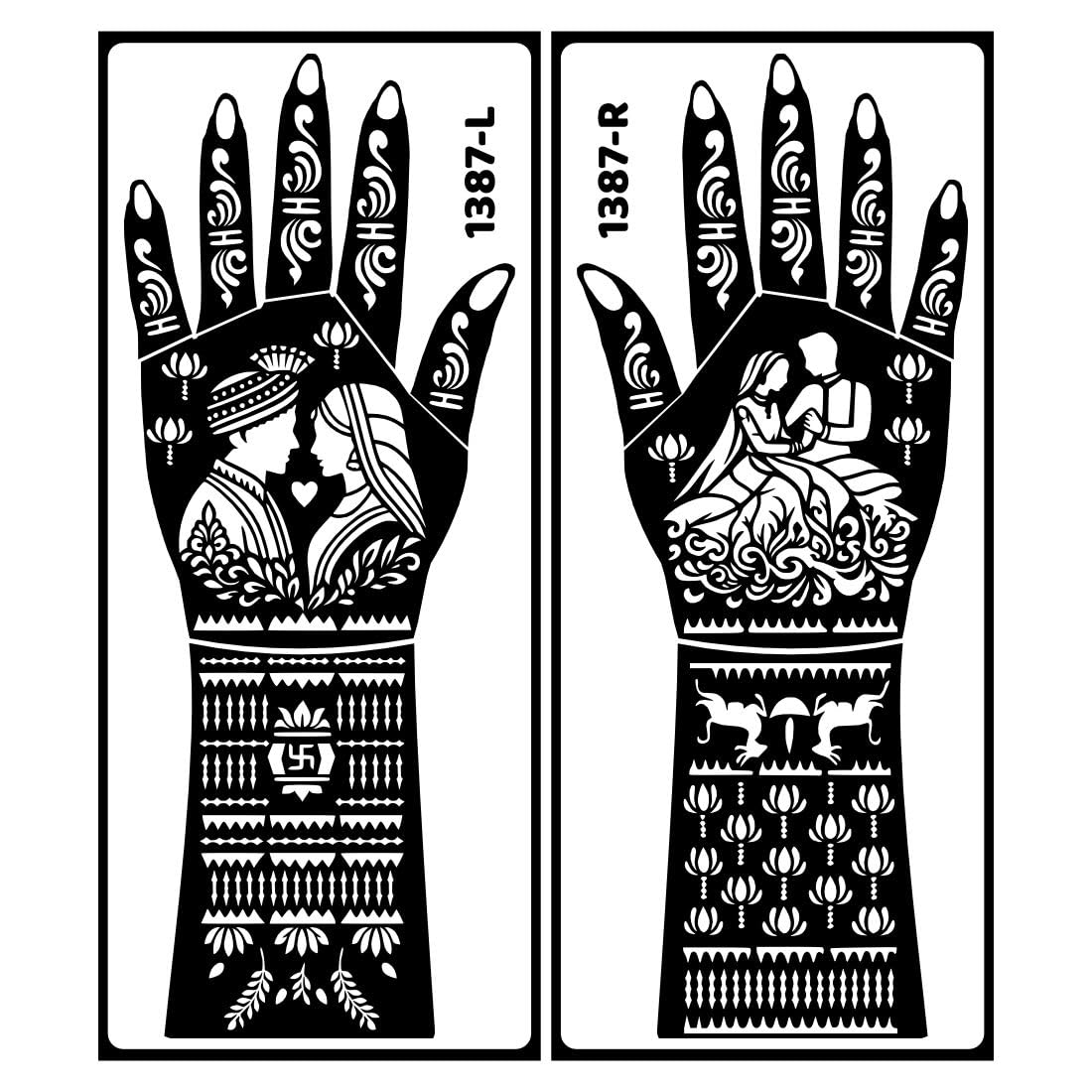 Bridal Festive Mehndi Stencil Sticker for Elegant Hands with Instant Apply-picture-38