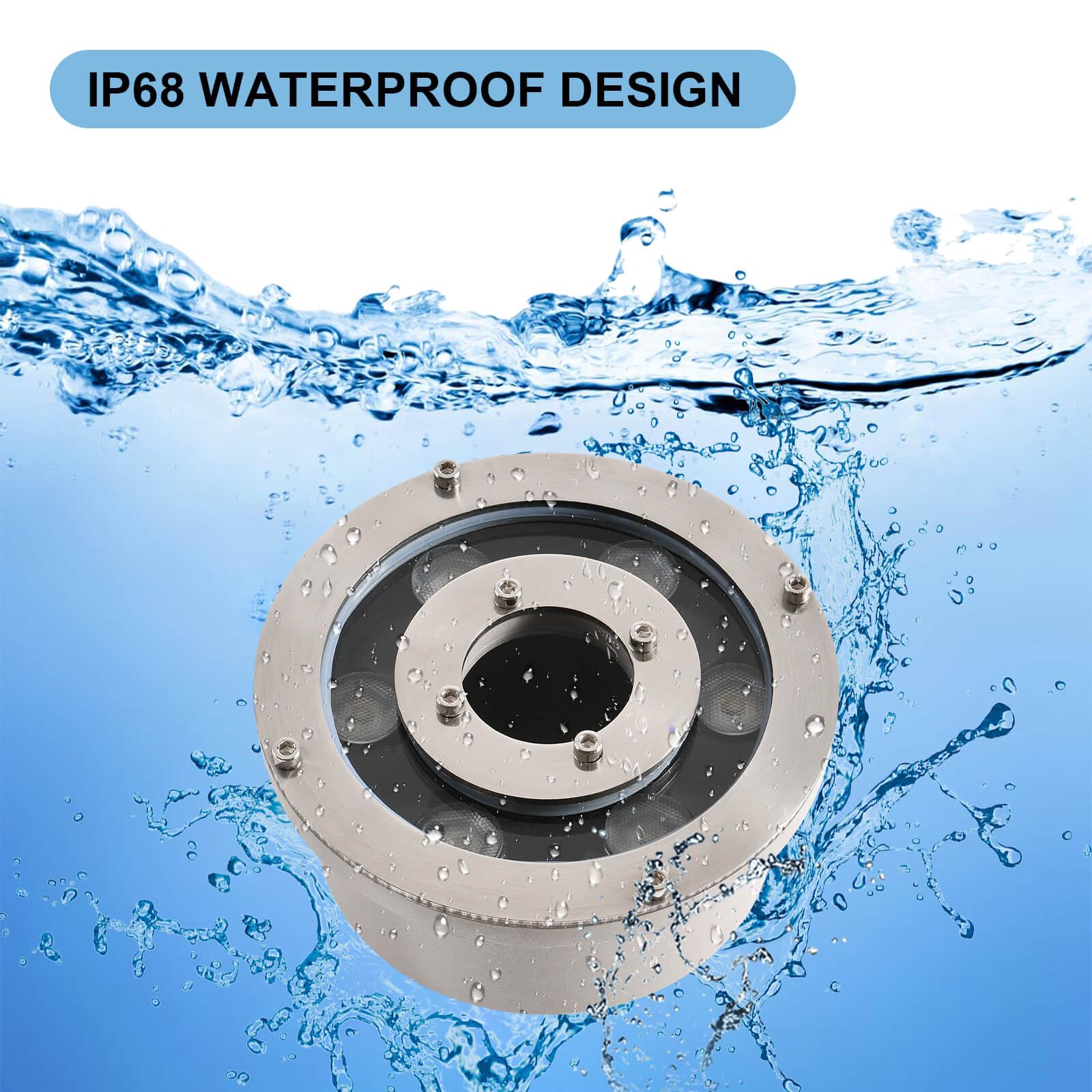 RSN LED Fountain Light LED Underwater Pond Lights 12V DC Warm White IP68 Waterproof Submersible Light for Garden Fountain Pond - Image 4