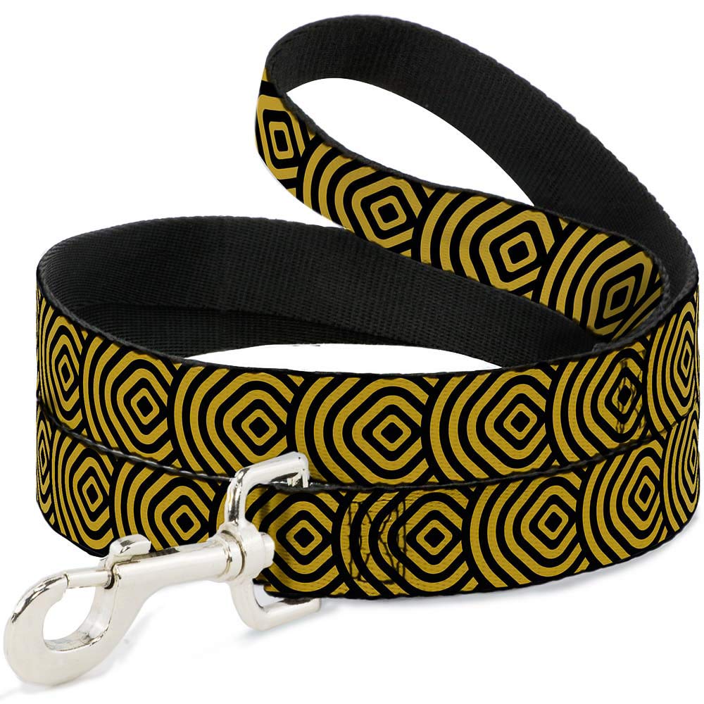 Correa Cuadrada para Perro, Color Dorado y Negro, 6 pies de Largo, 1.5 Pulgadas de Ancho