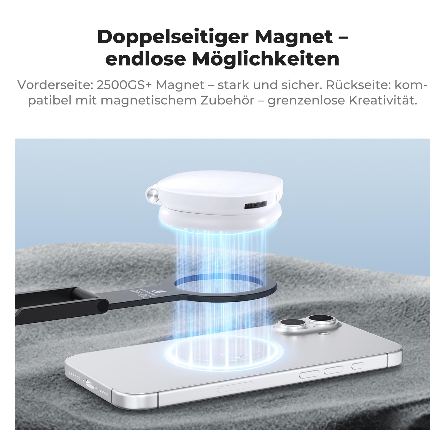 K&F CONCEPT PT02 Ultradünnes magnetisches Handy Stativ, 7 mm dick, 60g, beidseitig magnetisch, universell einsetzbar, kompatibel mit iPhone 17/16/15/14/13/12 Magnet Serie & Samsung, Schwarz