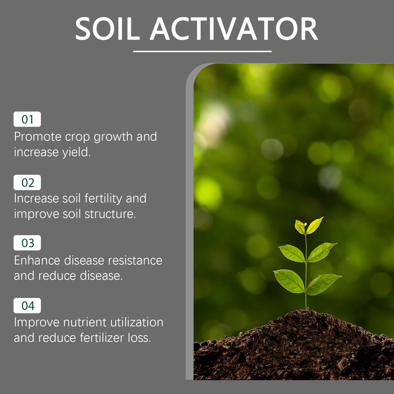 Activador de Suelo: Enmienda Orgánica para Plantas;Promueve el Crecimiento de las Raíces y Mejora la Salud del Suelo en Jardines de Interior y Exterior, Huertos,Flores y Plantas de Interior (3Piezas)