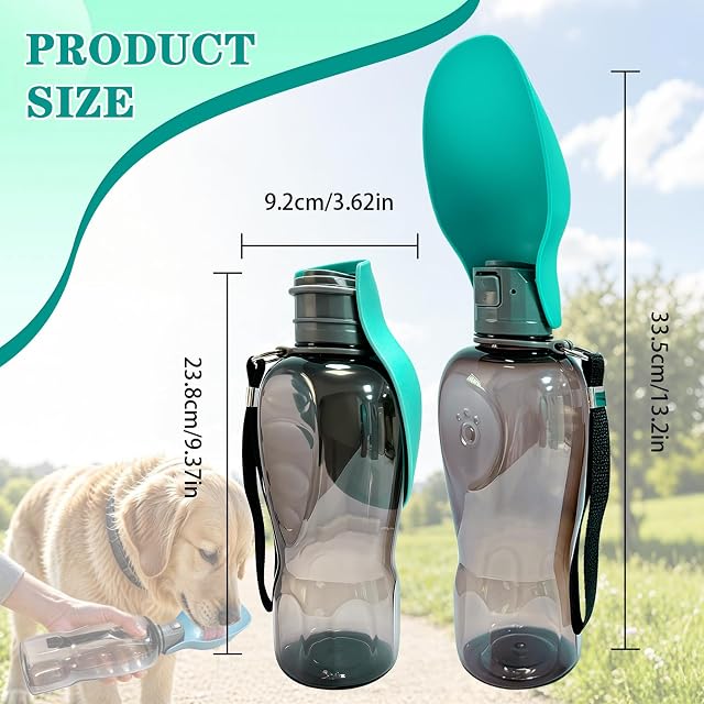 Foto 2 de 7 de 800ML Bebedero Portátil para Perros, Botella Antifugas con Cuenco Plegable de Silicona